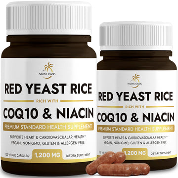 Native Oasis (2 Bottles) Red Yeast Rice 1,200 mg. Capsules Made with CoQ10 and Flush Native Oasis buy supplements canada