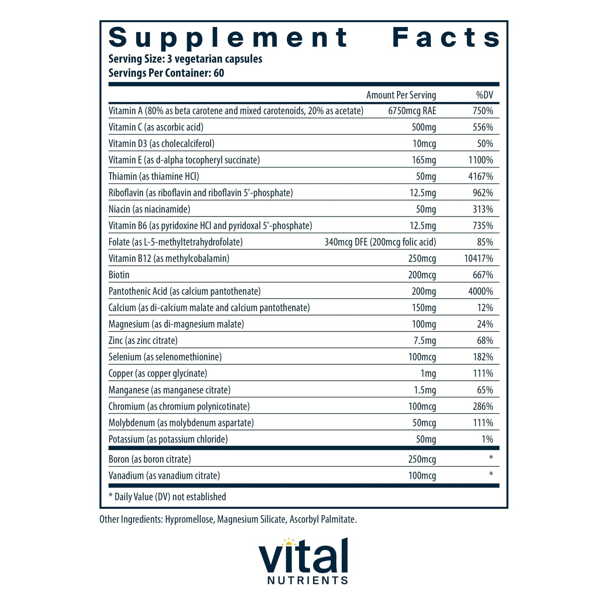 Vital Nutrients Multi-Nutrients (No Iron or Iodine) - Comprehensive Vegetarian Daily Multivitamin and Mineral Formula with Potent Antioxidants* - Gluten, Dairy, Soy Free - Non-GMO - 180 Capsules Vital Nutrients buy supplements canada