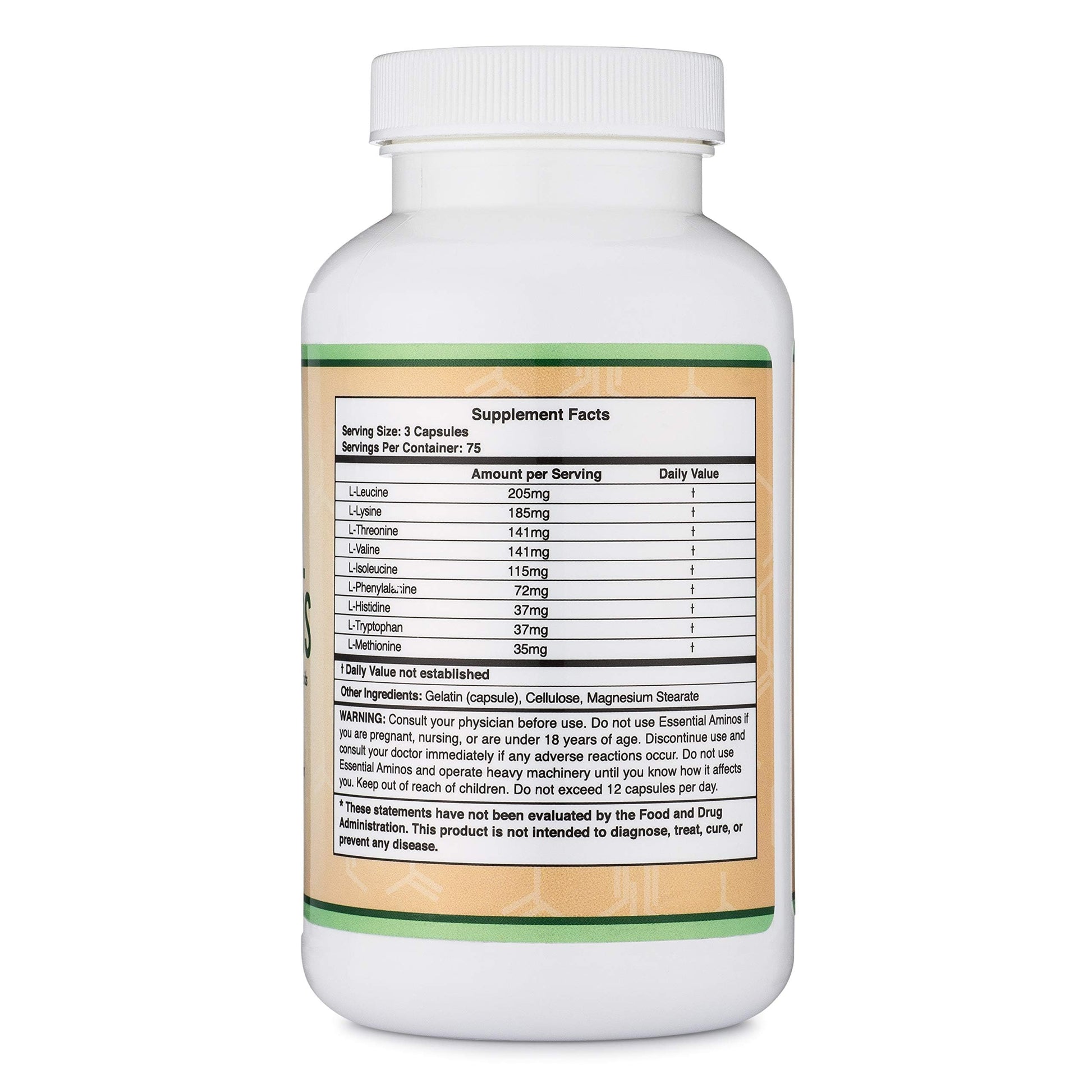 Essential Amino Acids - 1 Gram Per Serving Powder Blend of All 9 Essential Aminos (EAA) and All Branched-Chain Aminos (BCAAs) (Leucine, Isoleucine, Valine) 225 Capsules Double Wood Supplements buy supplements canada