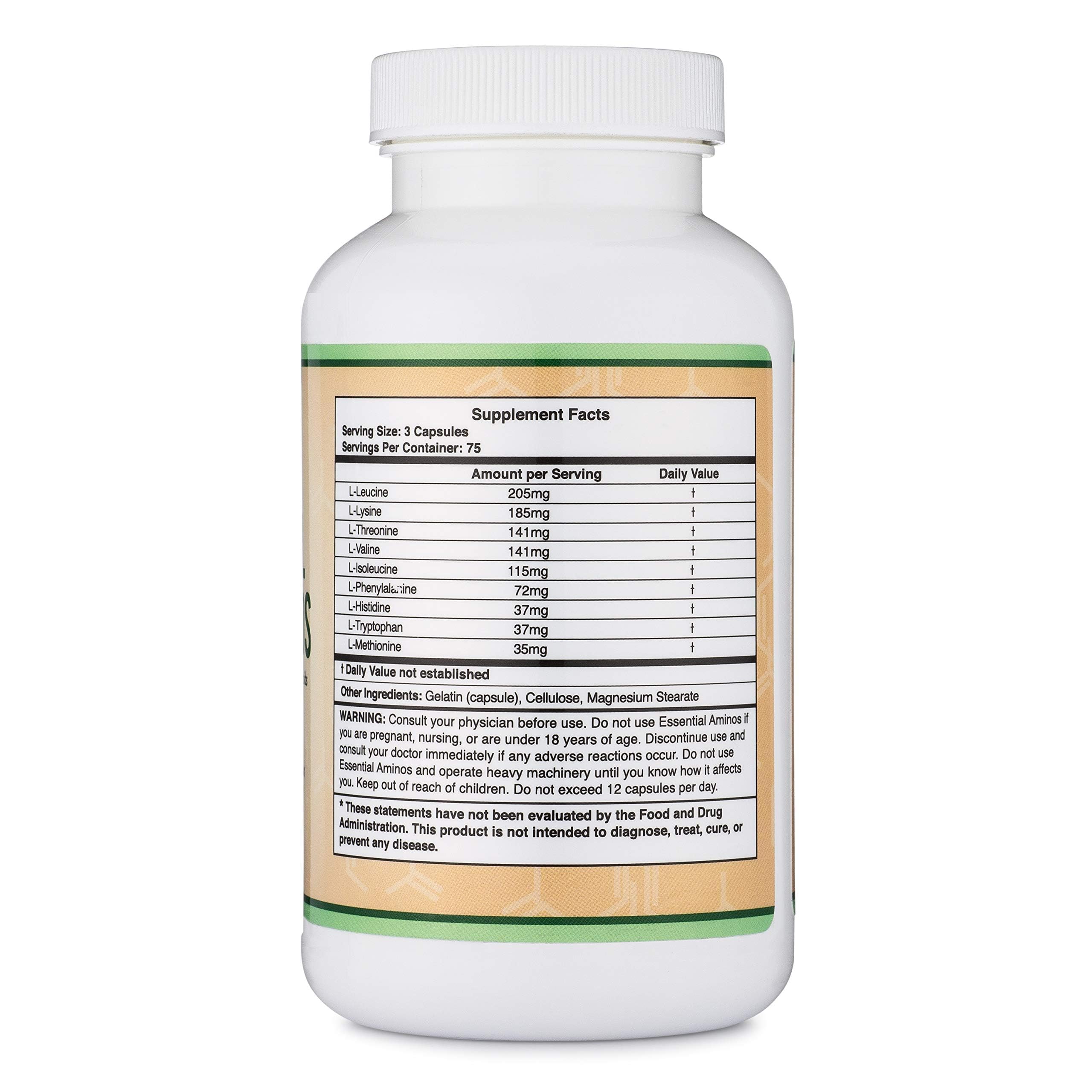 Essential Amino Acids - 1 Gram Per Serving Powder Blend of All 9 Essential Aminos (EAA) and All Branched-Chain Aminos (BCAAs) (Leucine, Isoleucine, Valine) 225 Capsules Double Wood Supplements buy supplements canada