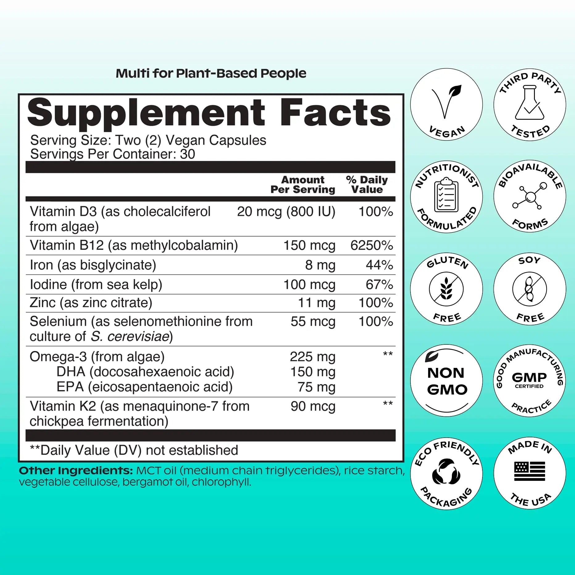 wholier Plant Based Multivitamin Vegan Omega-3 DHA EPA, Vitamin D, B12, Zinc, Vitamin K2, Iron, Iodine, Selenium wholier buy supplements canada