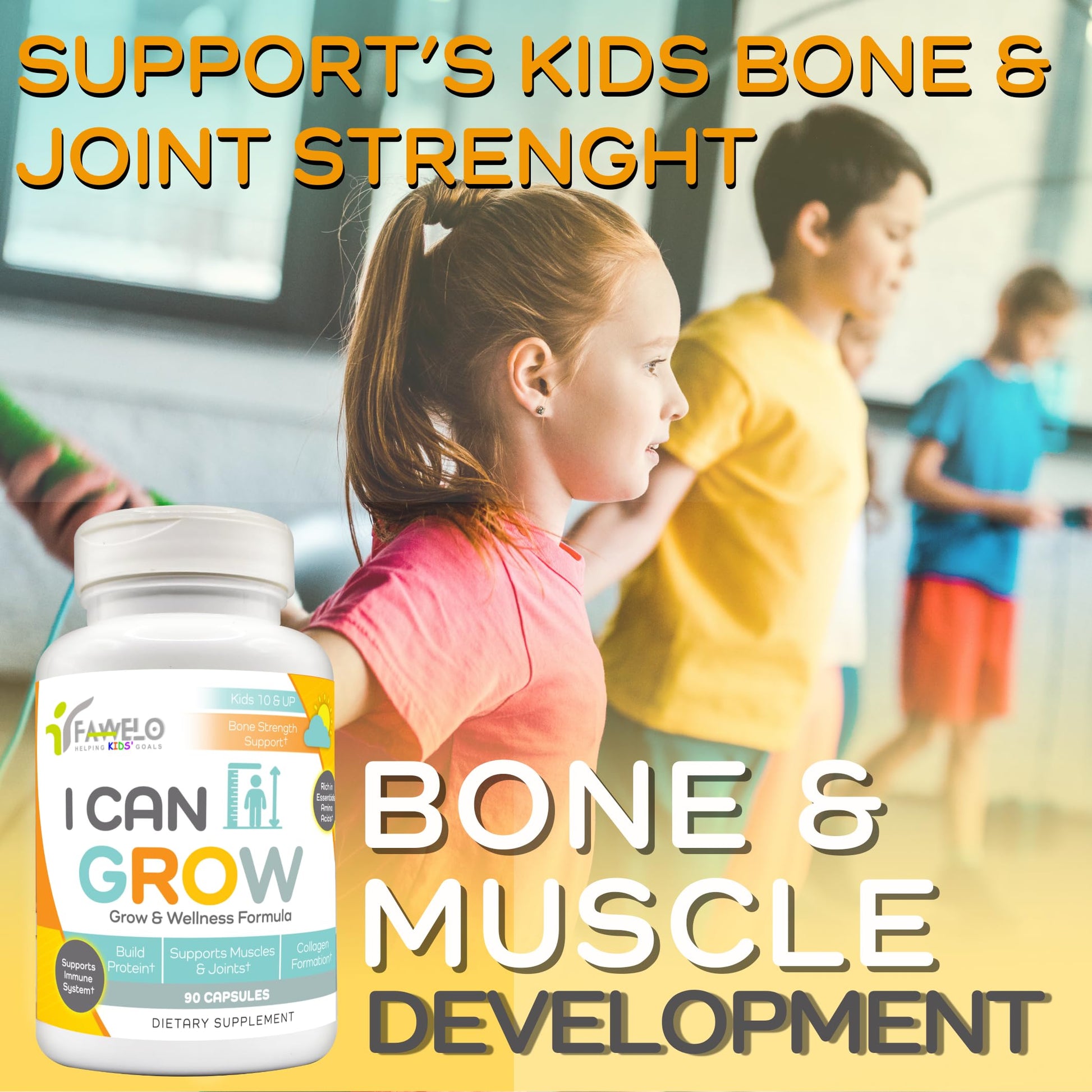 Fawelo I Can Grow (2 Pack) - for Kids 10+ and Teens | Enhances Natural Development | Strength Bone, Muscle & Joints | Immunity & Overall Health | Transparent Ingredients | Made in the USA Fawelo buy supplements canada