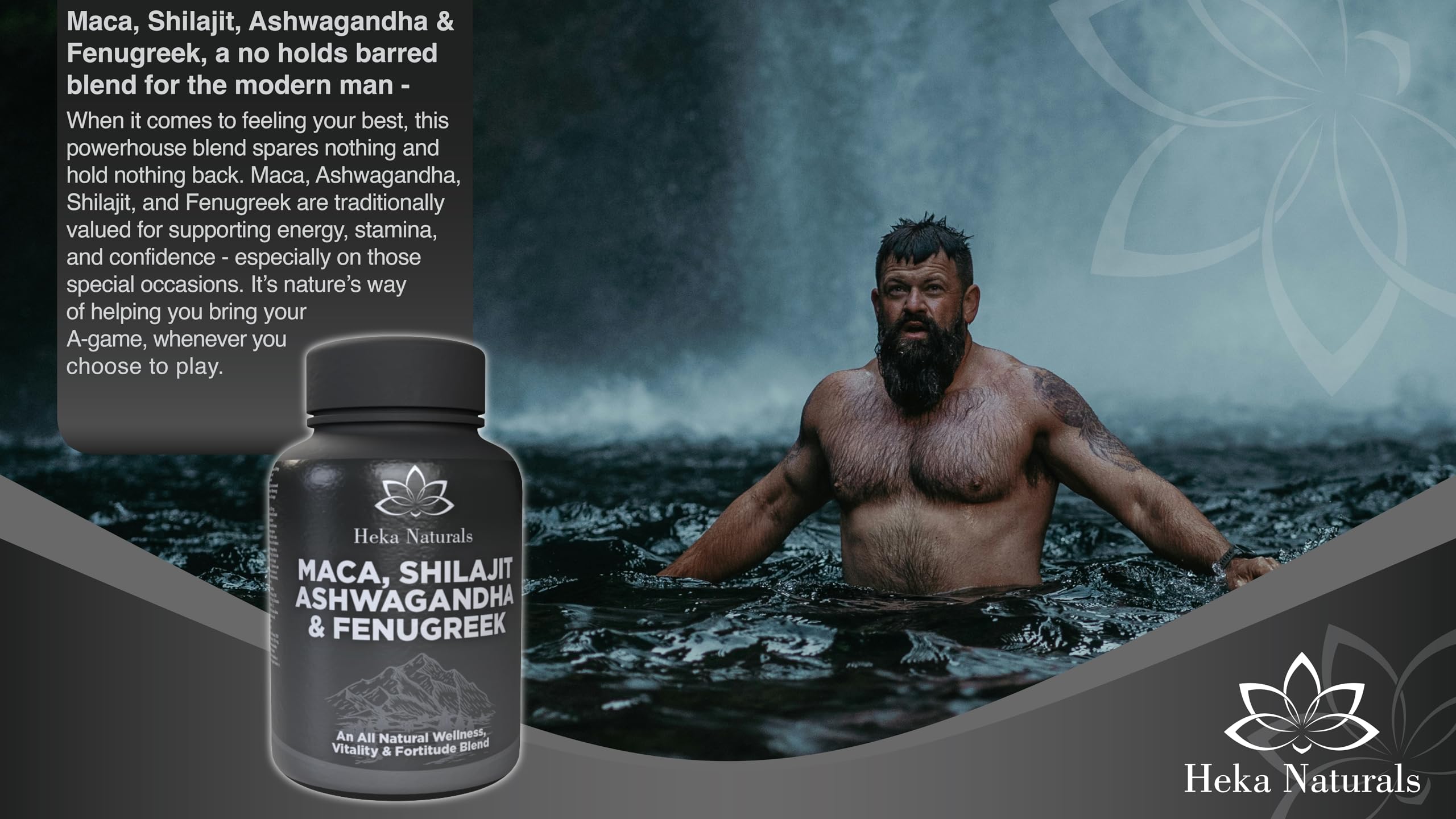 Heka Naturals Male Botanical Complex | 90 Capsules with Ashwagandha, Maca Root, Fenugreek & Shilajit | Traditional Plant-Based Ingredients for Active Lifestyles | Food Supplement Heka Naturals buy supplements canada