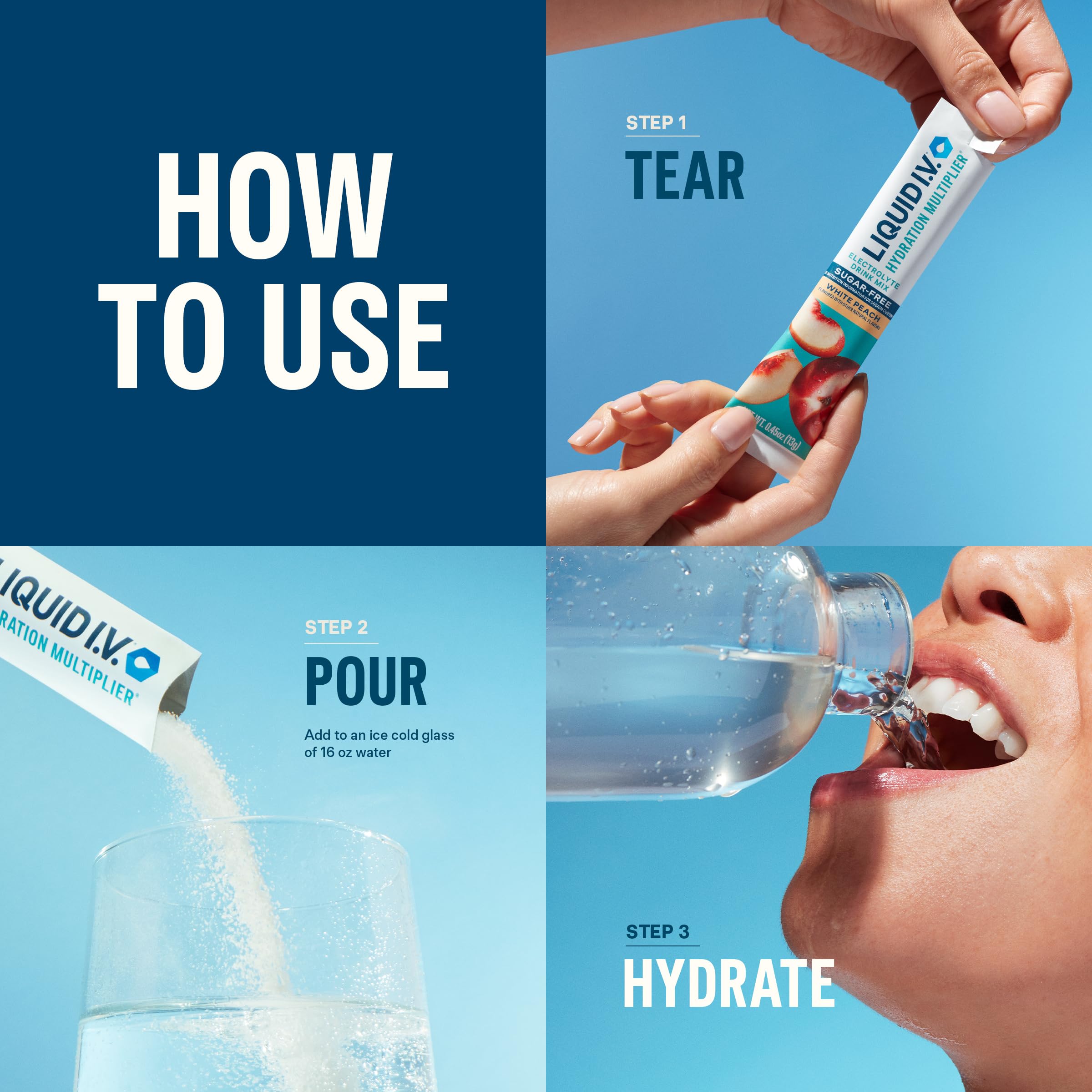 Liquid I.V.® Hydration Multiplier® Sugar-Free - White Peach - Hydration Powder Packets | Electrolyte Powder Drink Mix | Convenient Single-Serving Sticks | Non-GMO | 14 Servings (Pack of 3) Liquid I.V. buy supplements canada