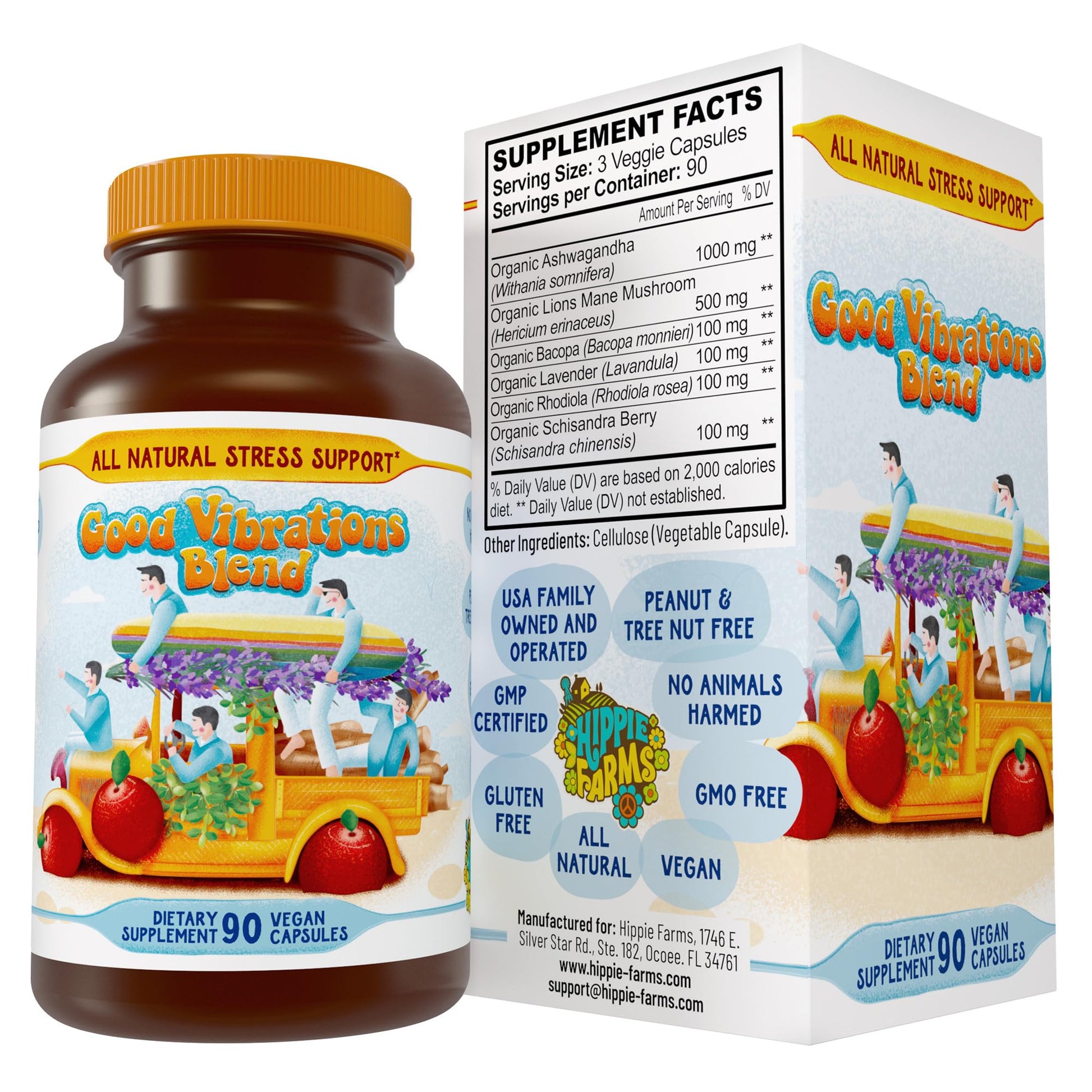 Hippie Farms Stress, Mood, Energy Support - Ashwagandha Root, Lion's Mane & More - Good Vibrations Blend Hippie Farms buy supplements canada
