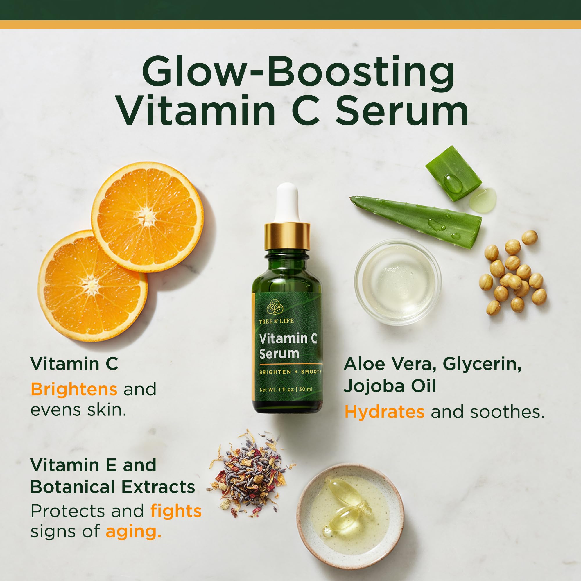 Tree of Life Beauty Vitamin C Skin Care Set, Skin Brightening Face Oil for Dark and Age Spots, Facial Serums Tree of Life buy supplements canada