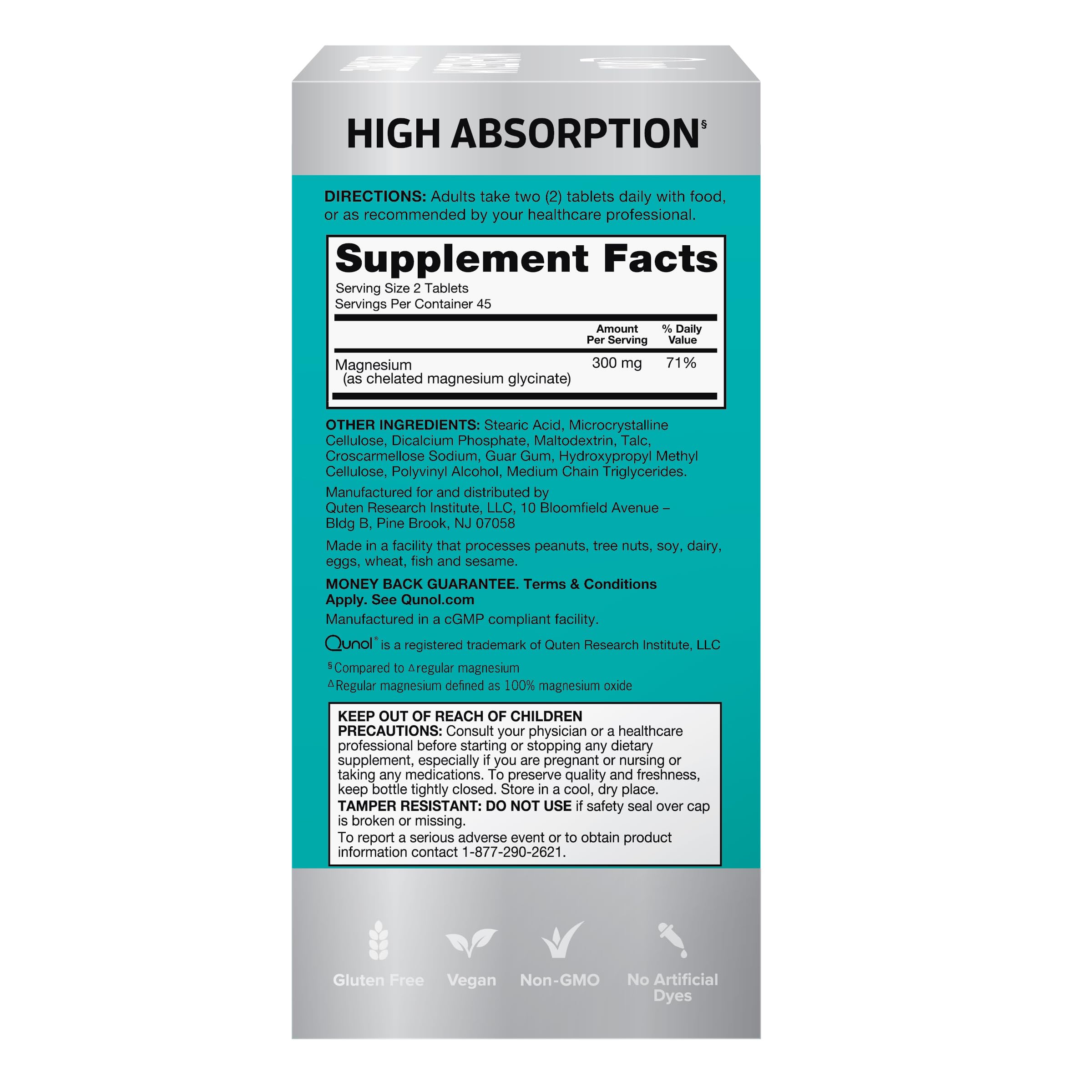 Qunol Magnesium Glycinate 300mg, 100% Glycinate Chelated Magnesium Supplement, 90ct Tablets Qunol buy supplements canada