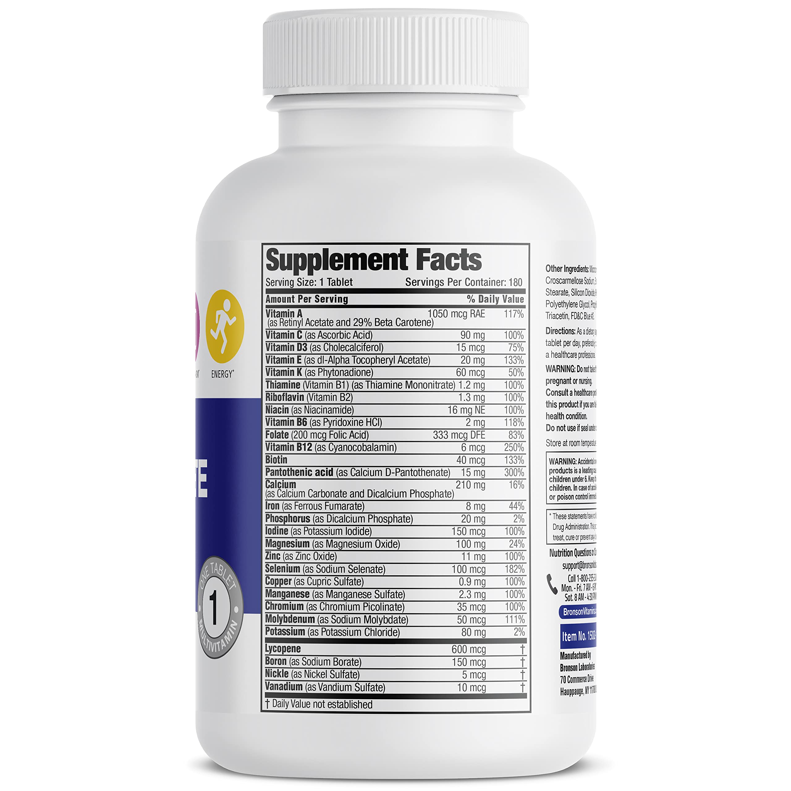 Bronson ONE Daily Men’s Complete Multivitamin Multimineral Once-Daily Multi for Active Men, 180 Tablets Bronson buy supplements canada