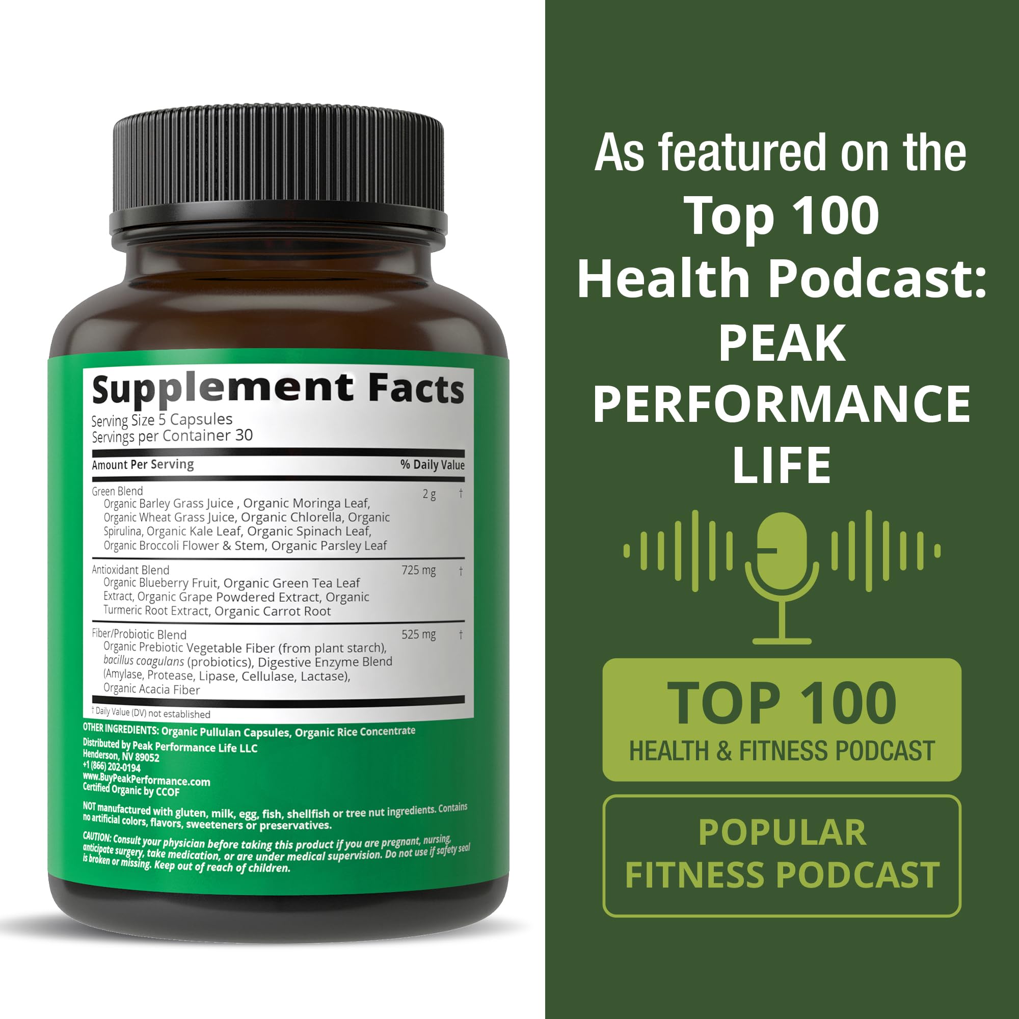 Organic Super Greens 150 Capsules - Green Juice Superfood Supplement with 25 All Natural Organic Ingredients. Max Energy and Detox Super Food Pills with Spirulina, Spinach, Kale, Turmeric, Probiotics Peak Performance buy supplements canada