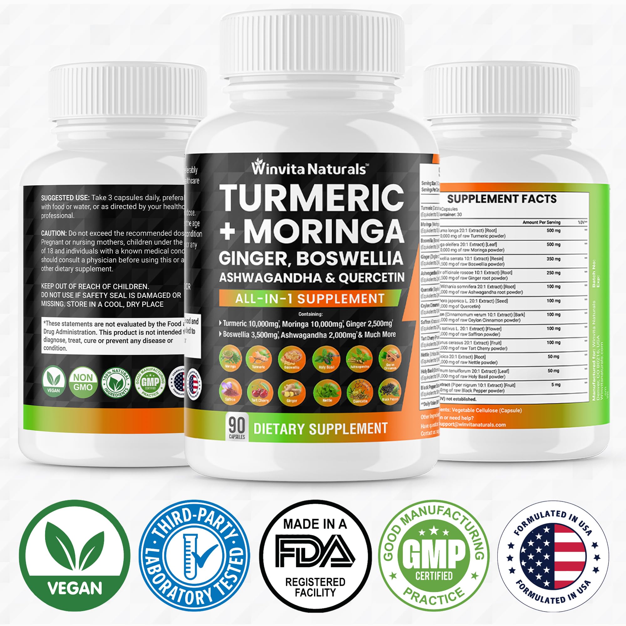 Turmeric Curcumin 10000mg Moringa 10000mg Boswellia 3500mg Ginger 2500mg Winvita Naturals buy supplements canada