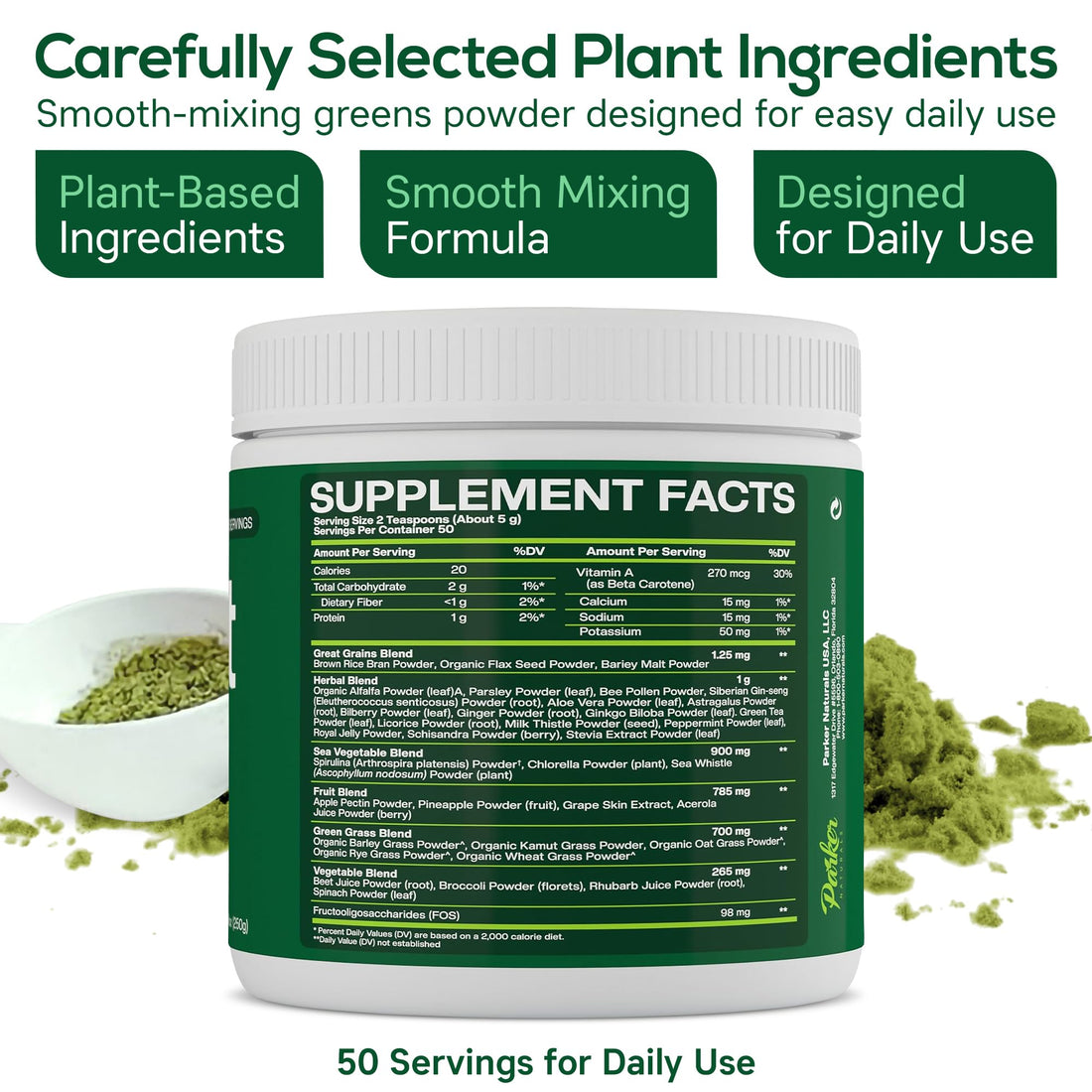 Boost UltraGreens Super Greens Powder - Organic Spirulina, Grasses & Antioxidants | Premium Superfood for Daily Energy | Detox & Whole-Body Wellness - 50 Servings Parker Naturals buy supplements canada