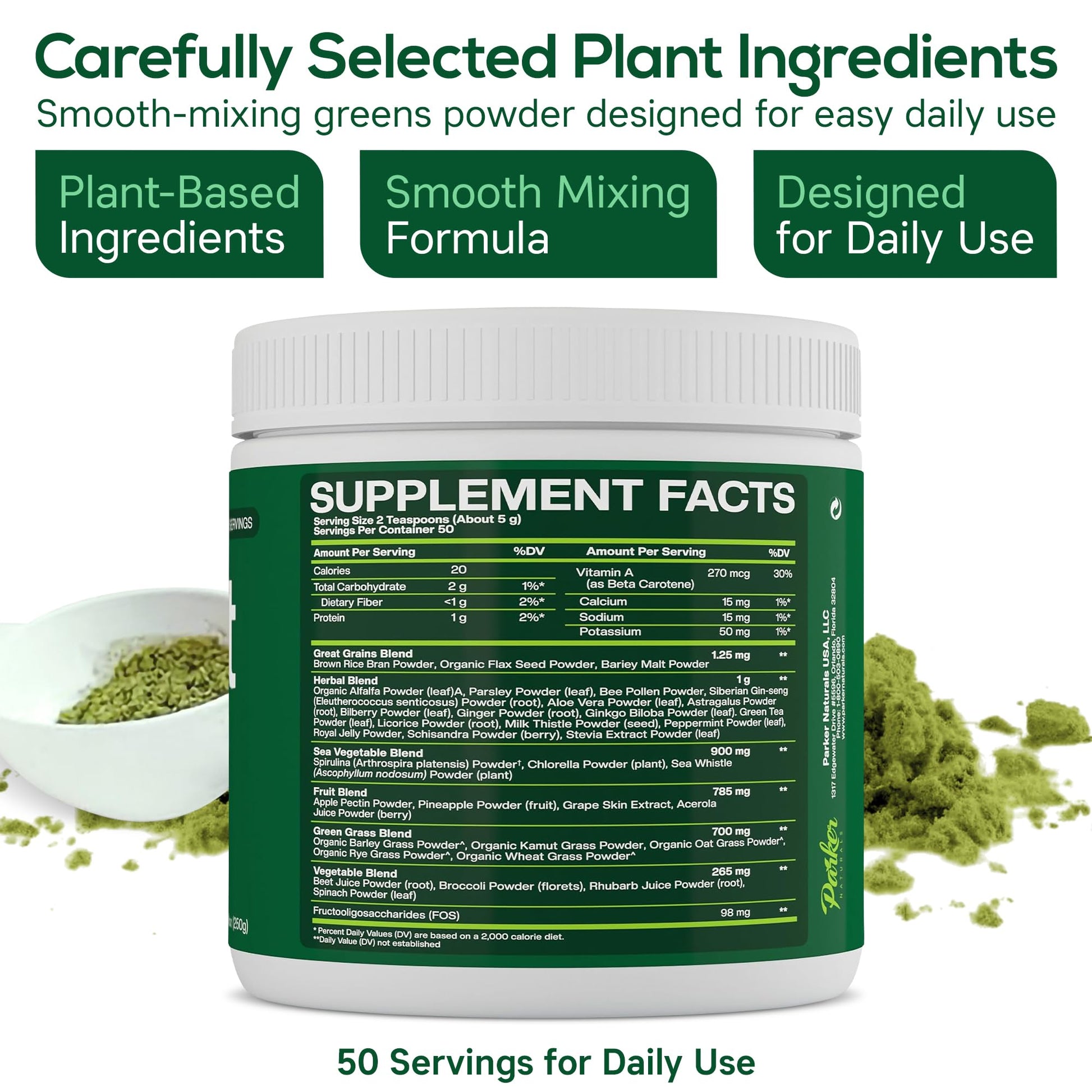 Boost UltraGreens Super Greens Powder - Organic Spirulina, Grasses & Antioxidants | Premium Superfood for Daily Energy | Detox & Whole-Body Wellness - 50 Servings Parker Naturals buy supplements canada