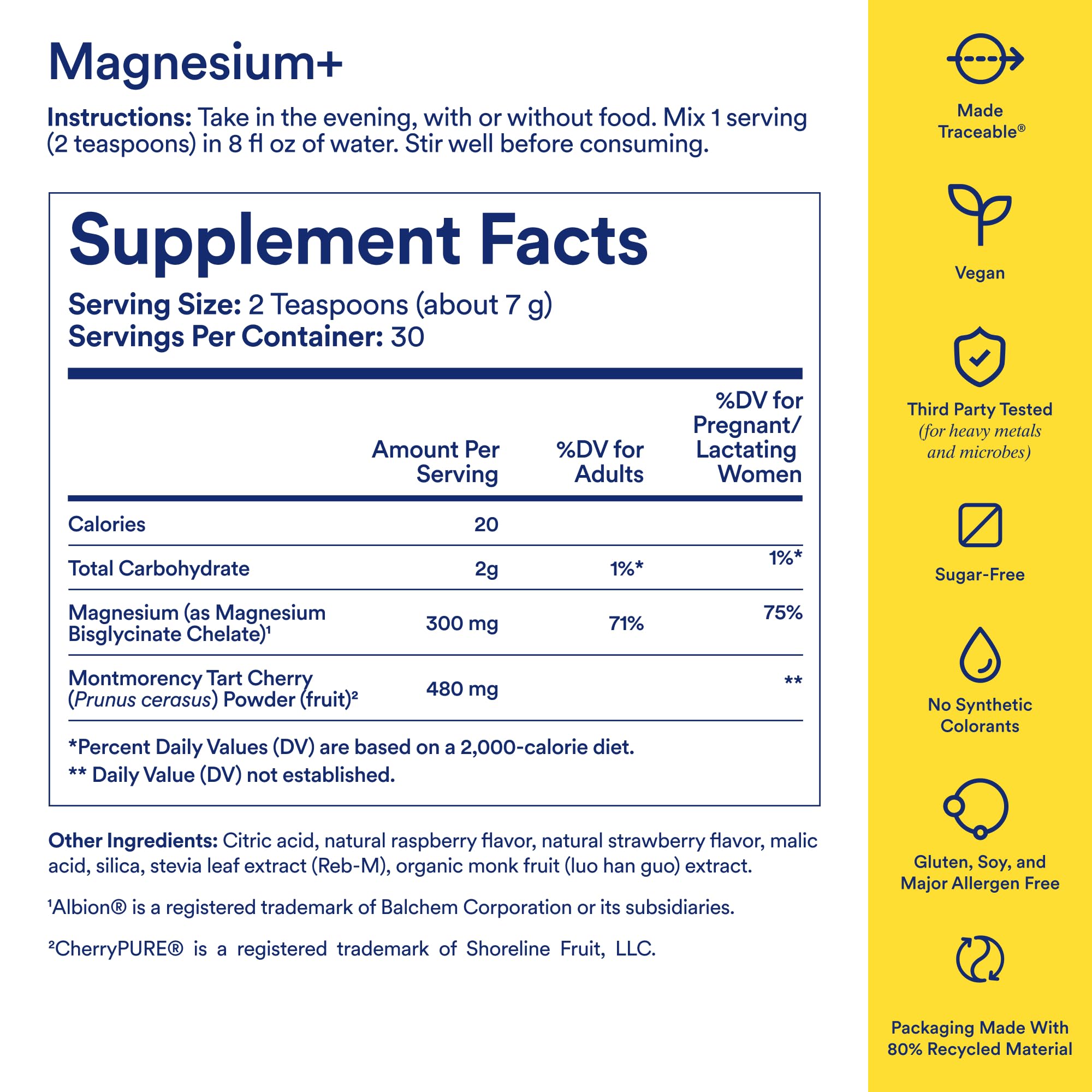 Ritual Magnesium+ Drink Mix Supplement | 2-in-1 Science-Backed Tart Cherry & Gentle on Stomach Magnesium Bisglycinate | Formulated for Mind & Muscle Relaxation | Supports Sleep & Calm | 30 Servings Ritual buy supplements canada