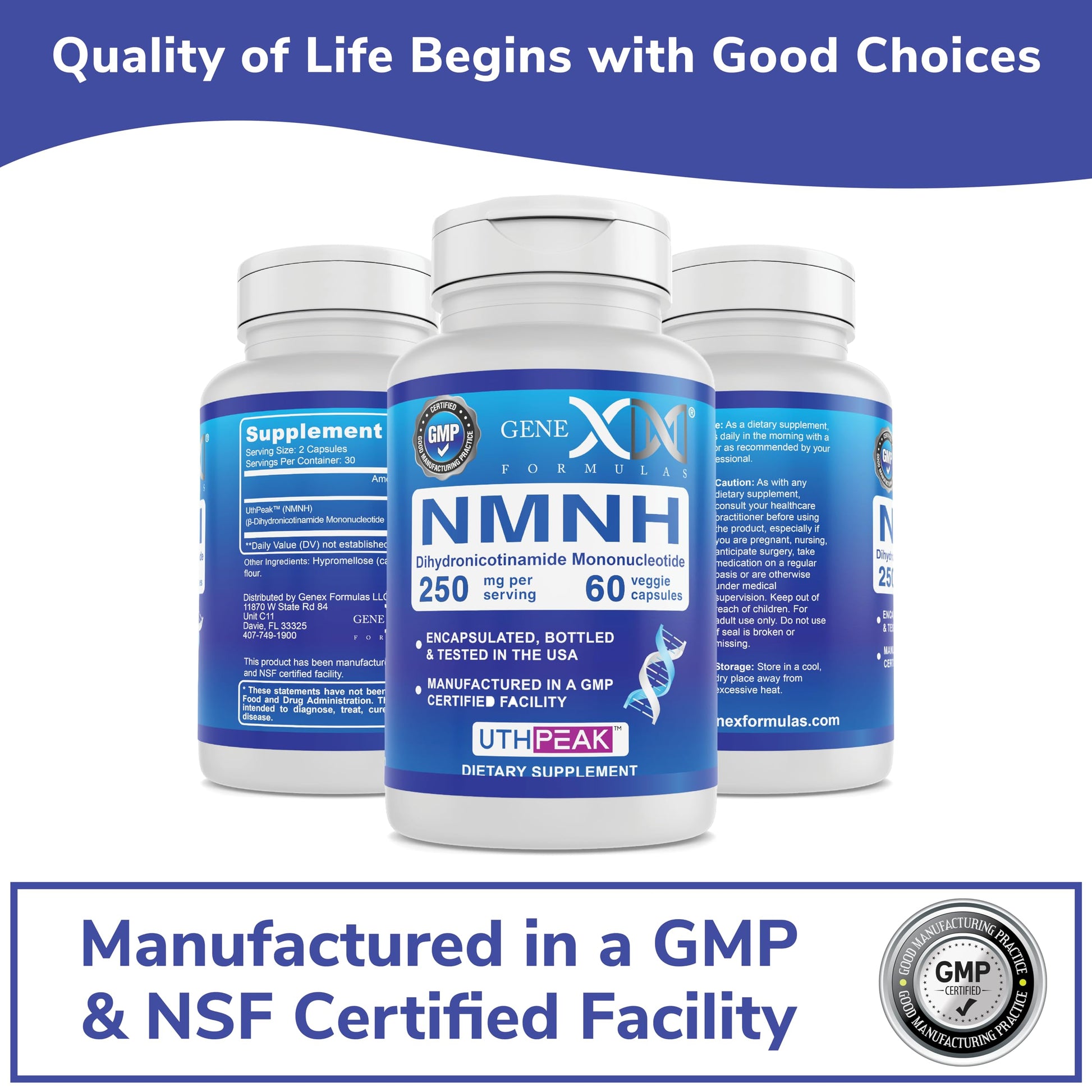 Genex Formulas 250mg NMNH (60 Capsules - 30 Servings) | Uthpeak™ NMNH (Dihydronicotinamide Mononucleotide) NAD+ Precursor for Healthy Aging - Non-GMO, Gluten-Free, Vegetarian Genex Formulas buy supplements canada
