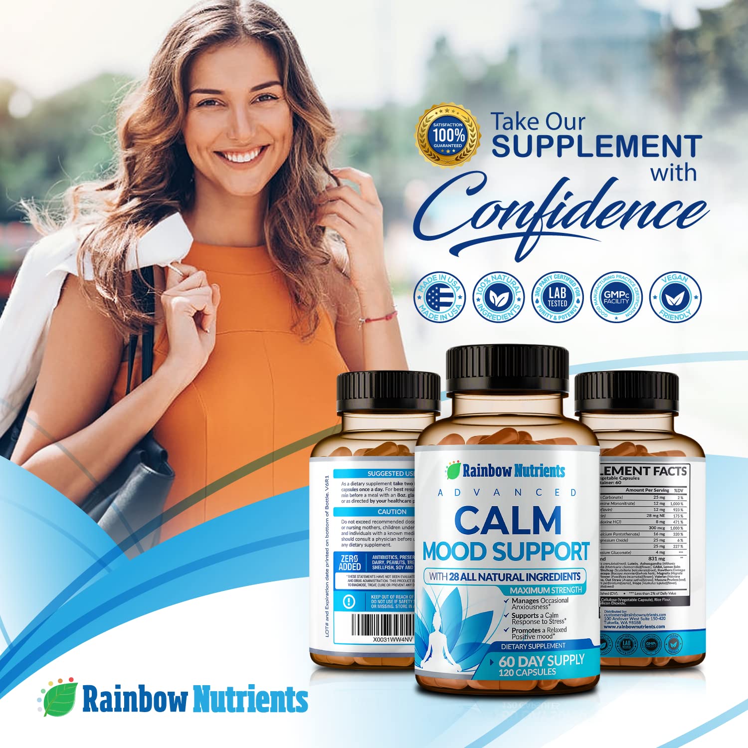 28 in 1 Calm Mood Support Supplement- Natural Happy Pills for Occasional Anxiousness & Stress, Worry feelings, Relaxation, Mental Clarity | Max Sleep & Mood Support for Women & Men|120 Vegan Capsules Rainbow Nutrients, LLC buy supplements canada