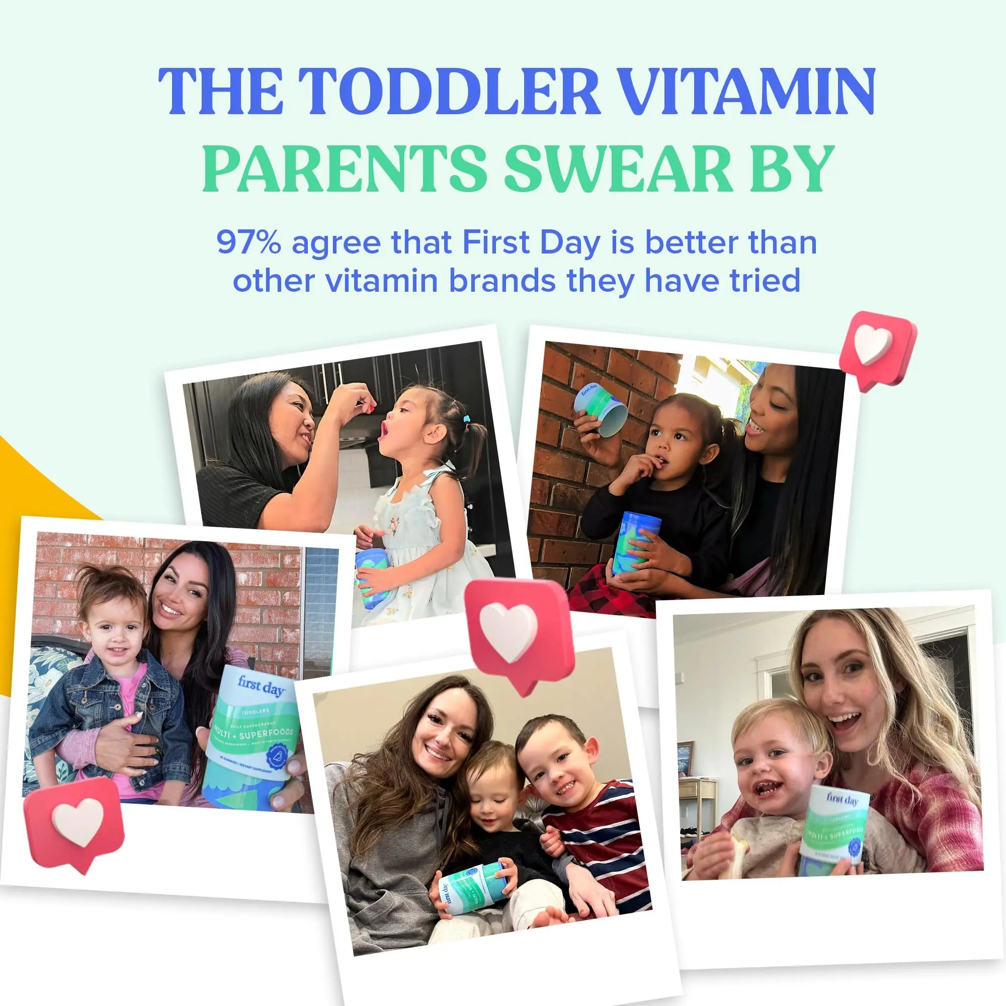 FIRST DAY Toddler Multivitamin Gummies (Ages 2-3)| Kids Multivitamin Gummies with Vitamins A C D3, B2, B12, Choline, Folate and 21 Organic Superfoods| (30 Day Supply) FIRST DAY buy supplements canada