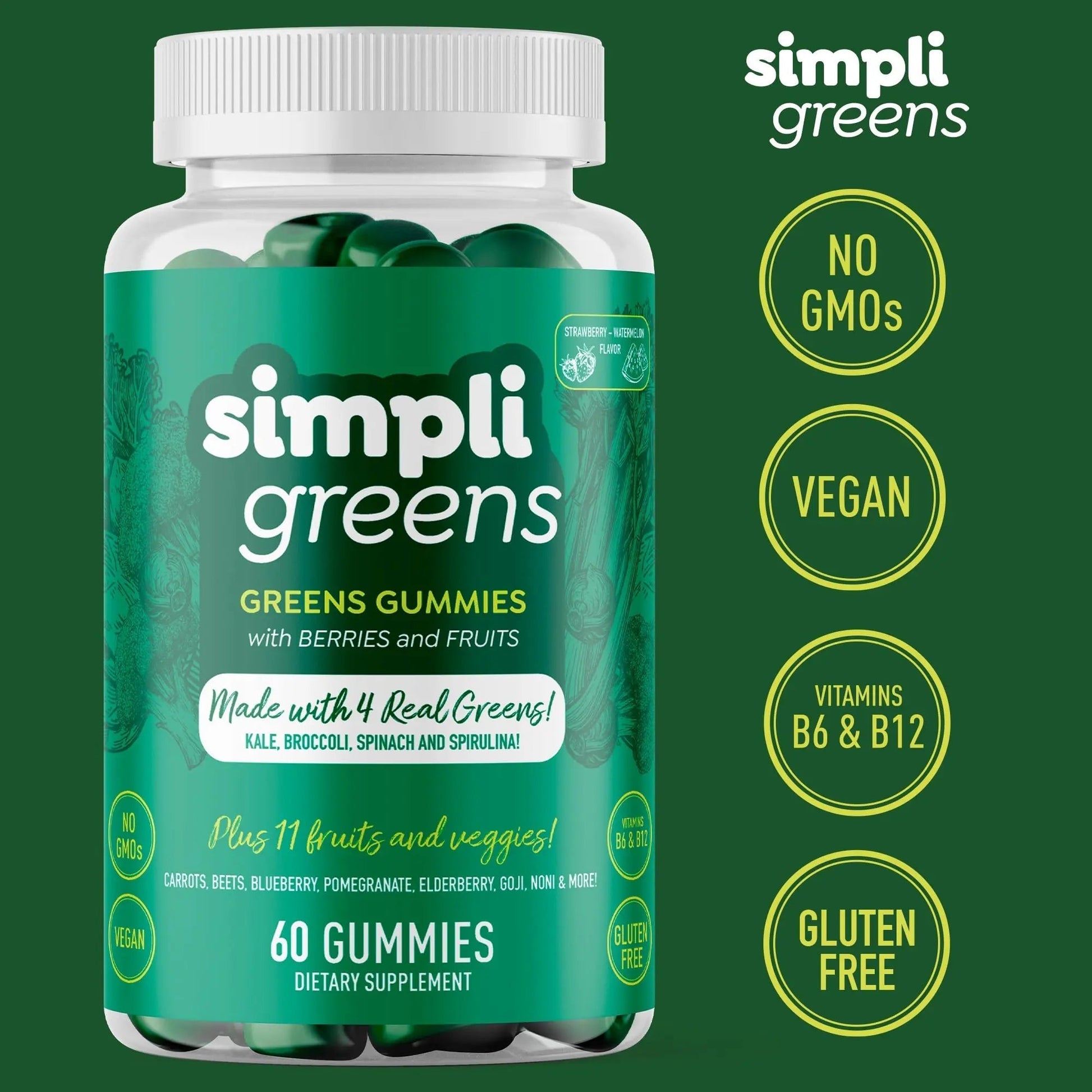 SIMPLI GREENS Vegan Superfood Gummies Supplement – 60 Count – Nutrient-Rich Gummy Vitamins – Supports Overall Wellness SIMPLI GREENS buy supplements canada