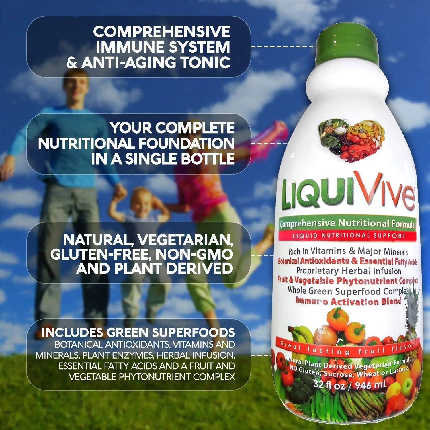 LiquiVive Liquid Vitamins Mega Nutrition | Vegetarian Daily Multivitamin Balance Immune Support Booster Superfood of Nature | Vitamin C D3 A B12 E K | Life Miracle buy supplements canada