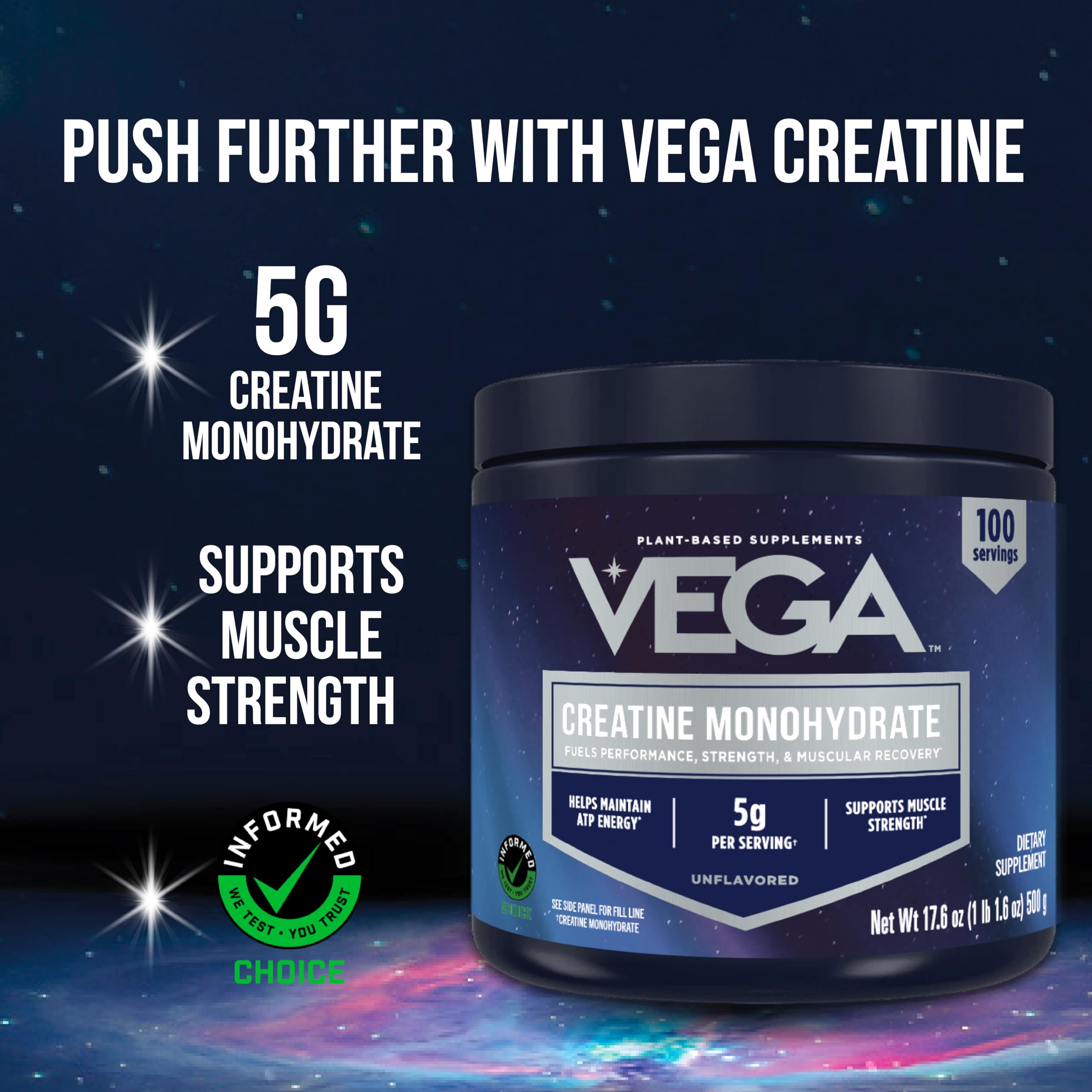 Vega Creatine Monohydrate Micronized Powder, Pure Unflavored, 100 Servings, 5000mg Per Serving, 17.6 oz Vega buy supplements canada