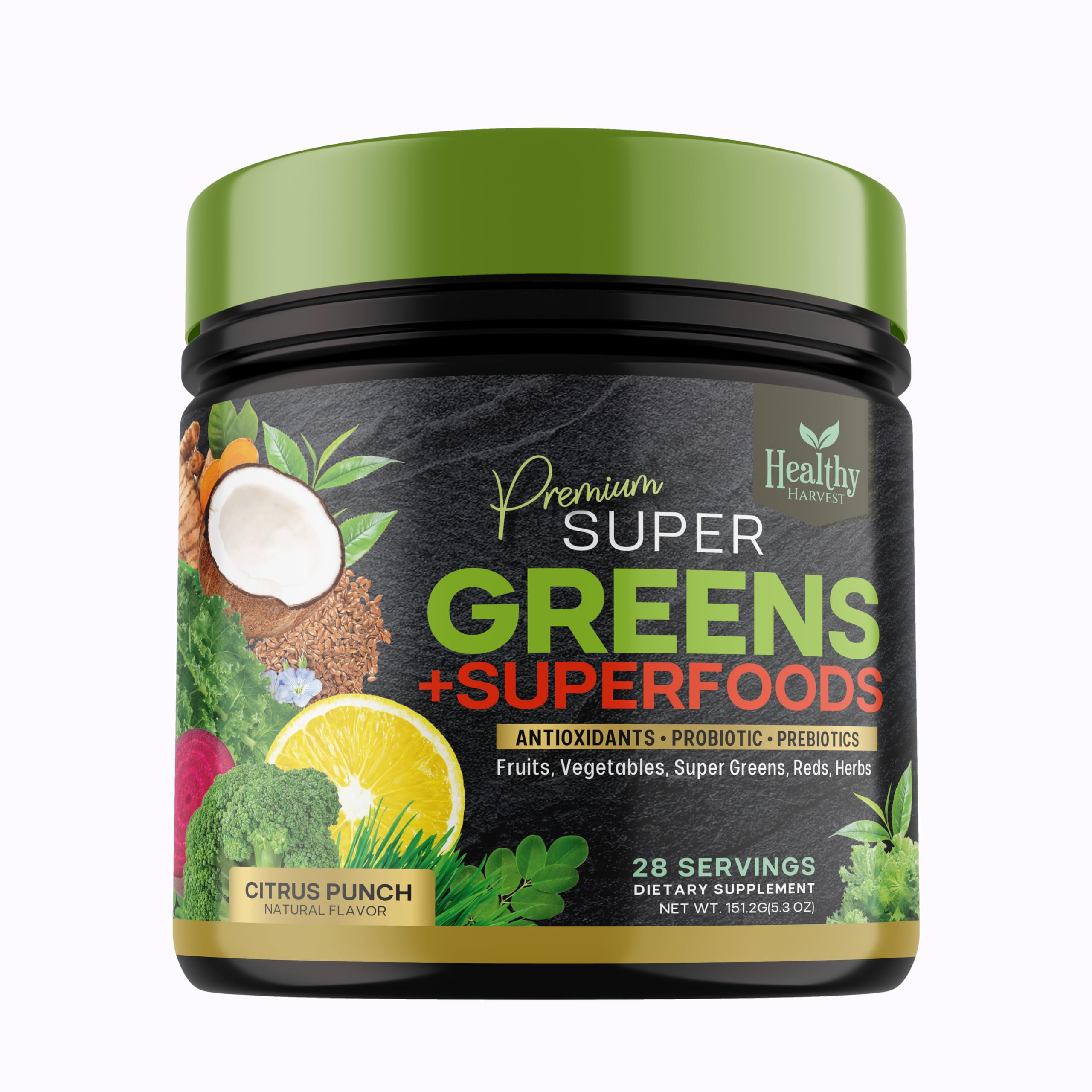 Greens Powder Superfood Supplement - Super Green Reds Smoothie Mix Blend with Spirulina Healthy Harvest Nutrition buy supplements canada
