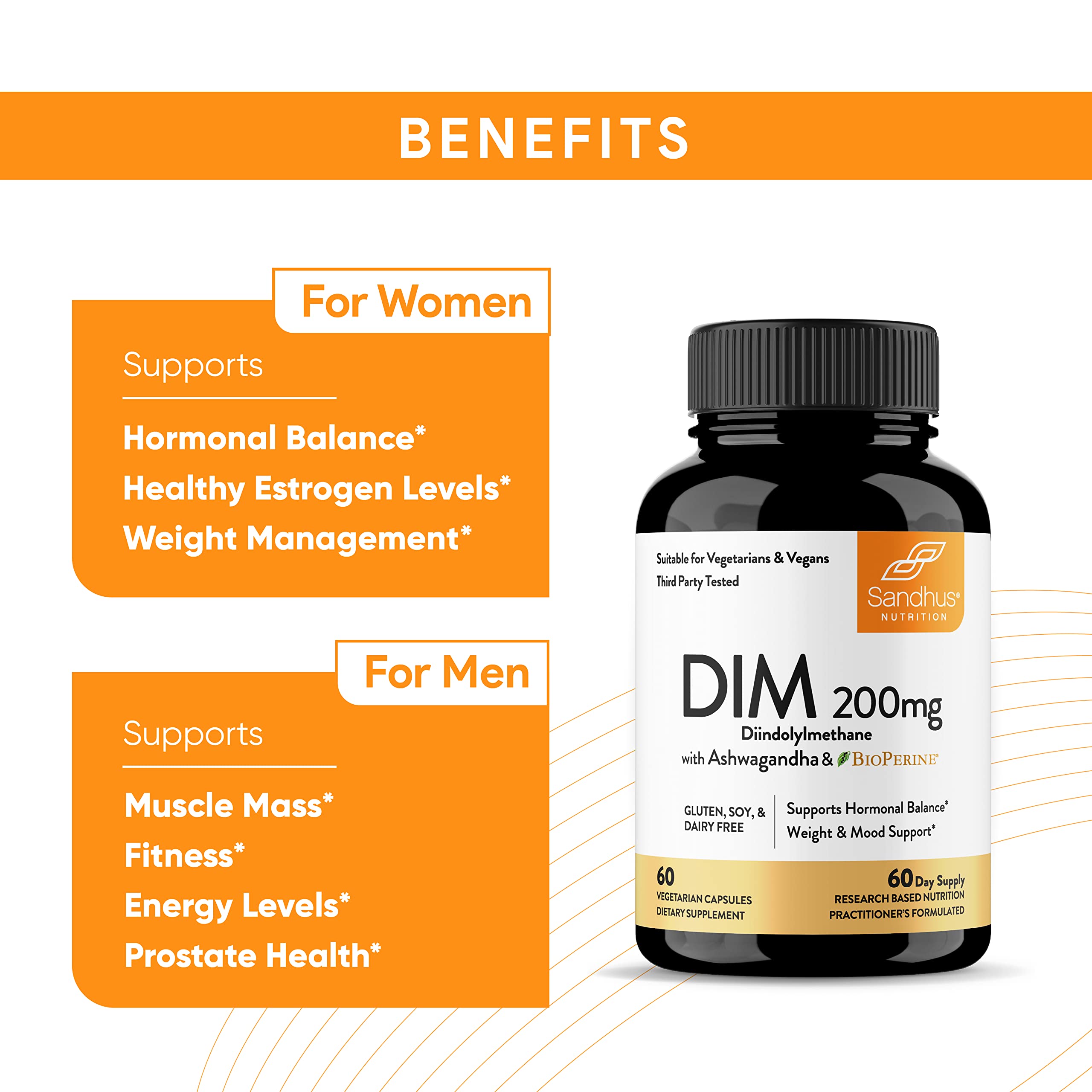 Sandhu's DIM Supplement 200 mg -60 Capsules - Diindolymethane with Ashwagandha & Bioperine Hormone Balance for Women & Men, Hormonal Acne Supplements Sandhu's buy supplements canada
