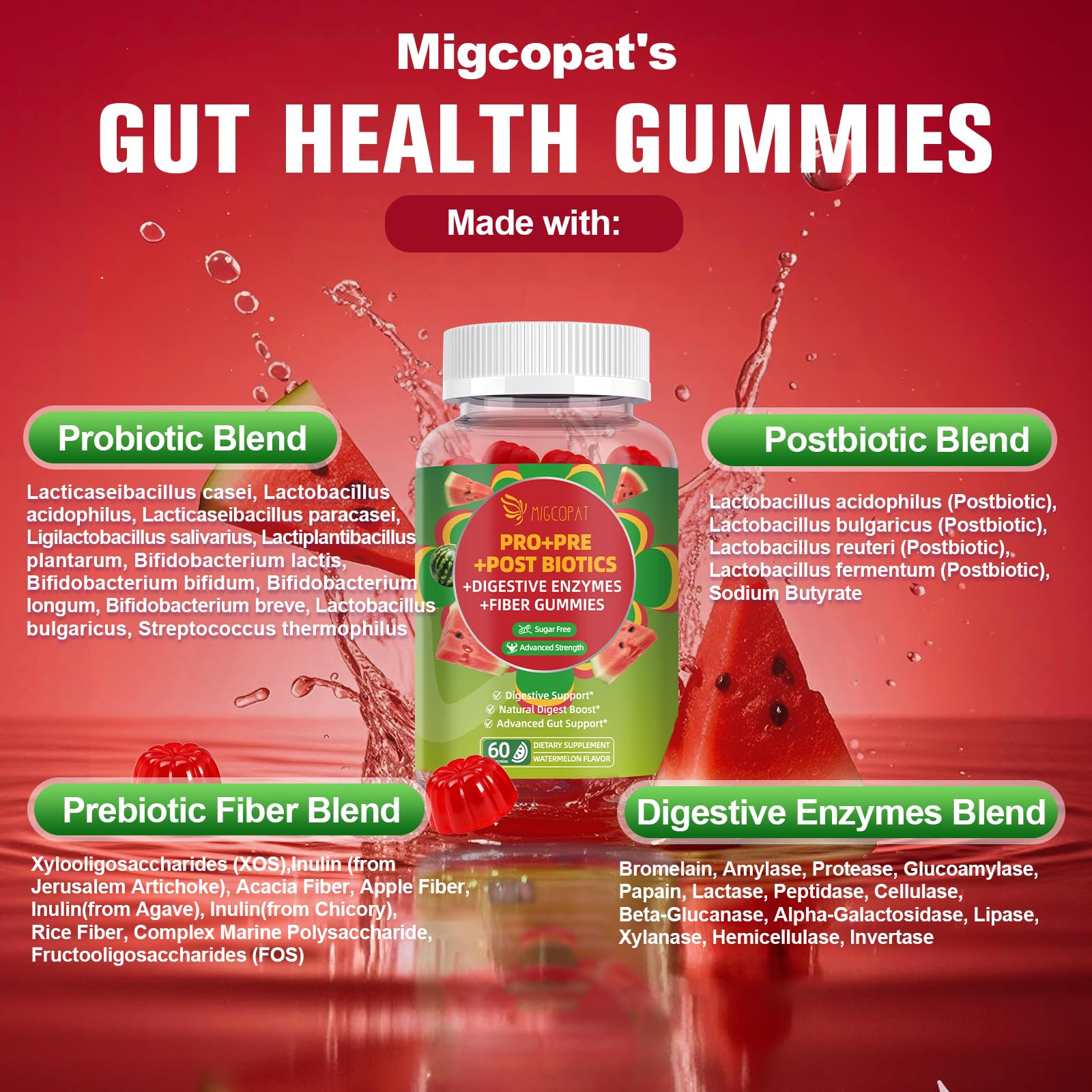 Migcopat Pre Post Probiotics Gummies, Probiotic Prebiotic Postbiotic Digestive Enzymes with Fiber, 120 Billion CFU Probiotics - Digestive Health Migcopat buy supplements canada