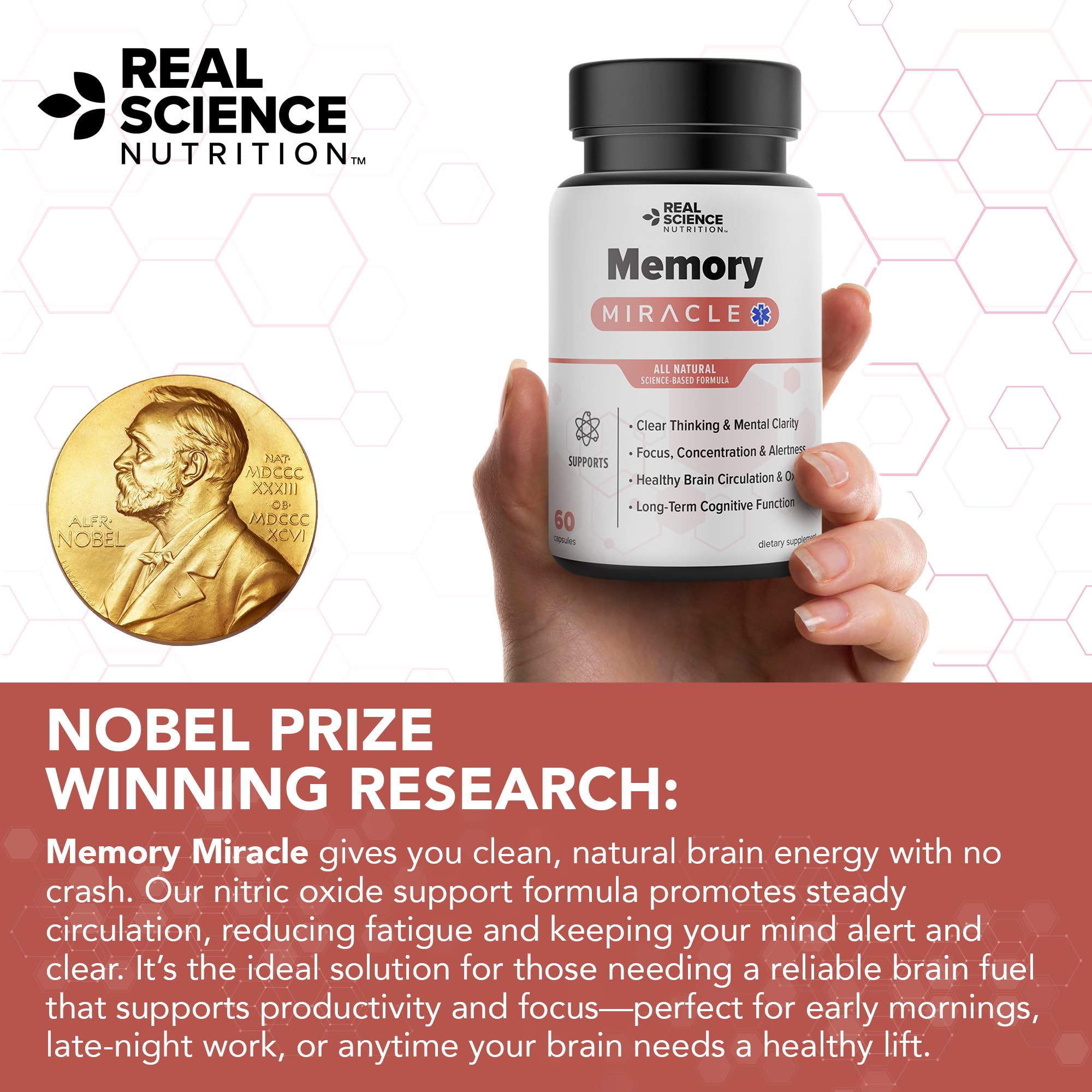 Real Science Nutrition Offers Memory Miracle – Brain and Memory Support Supplement for Focus, Mental Clarity & Brain Health – Nootropic Brain Booster with Nitric Oxide – 60 Capsules Real Science Nutrition buy supplements canada