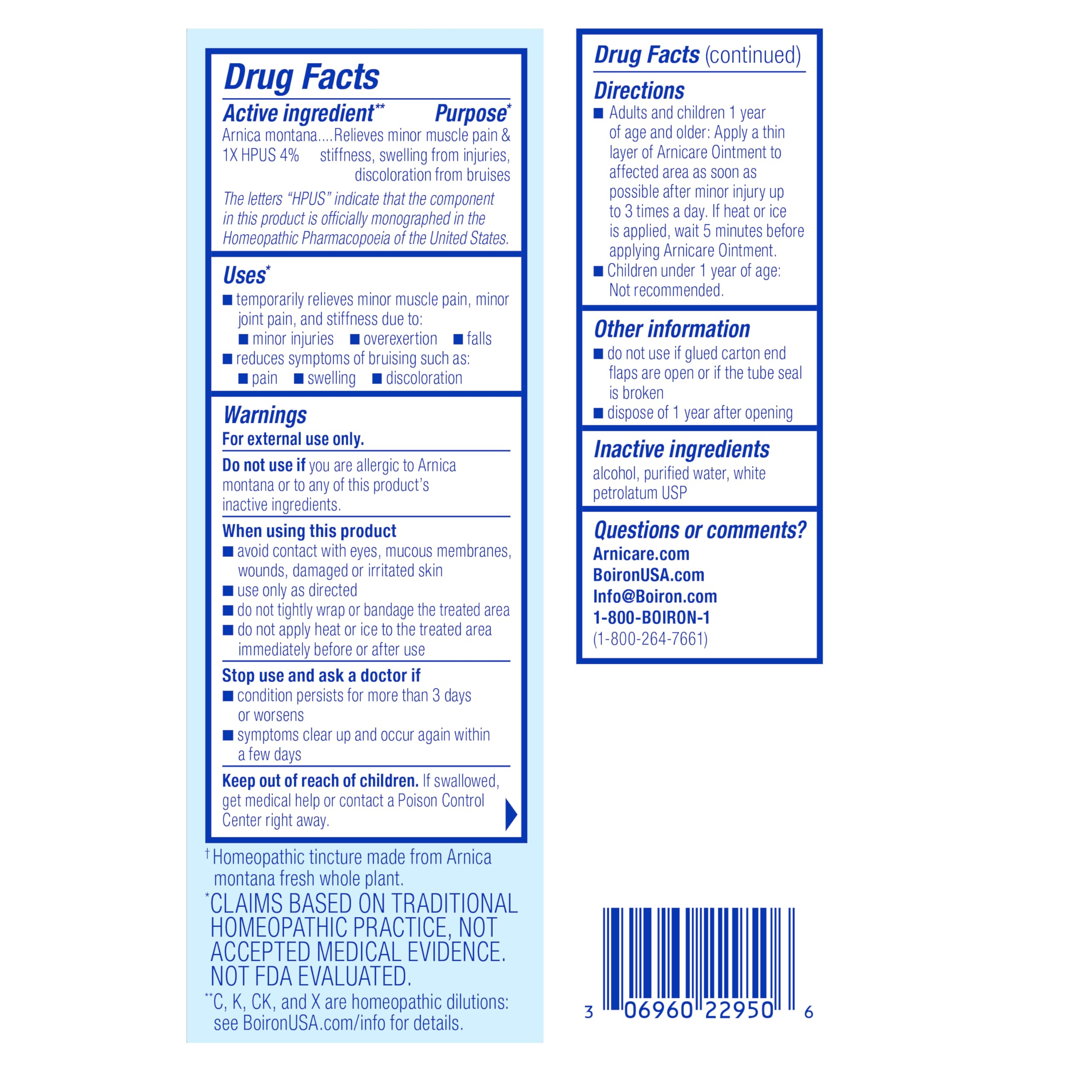 Boiron Arnicare Ointment for Relief of Joint Pain, Muscle Pain, Muscle Soreness, and Swelling from Bruises or Injury - Non-greasy and Fragrance-Free - 1 oz Boiron buy supplements canada