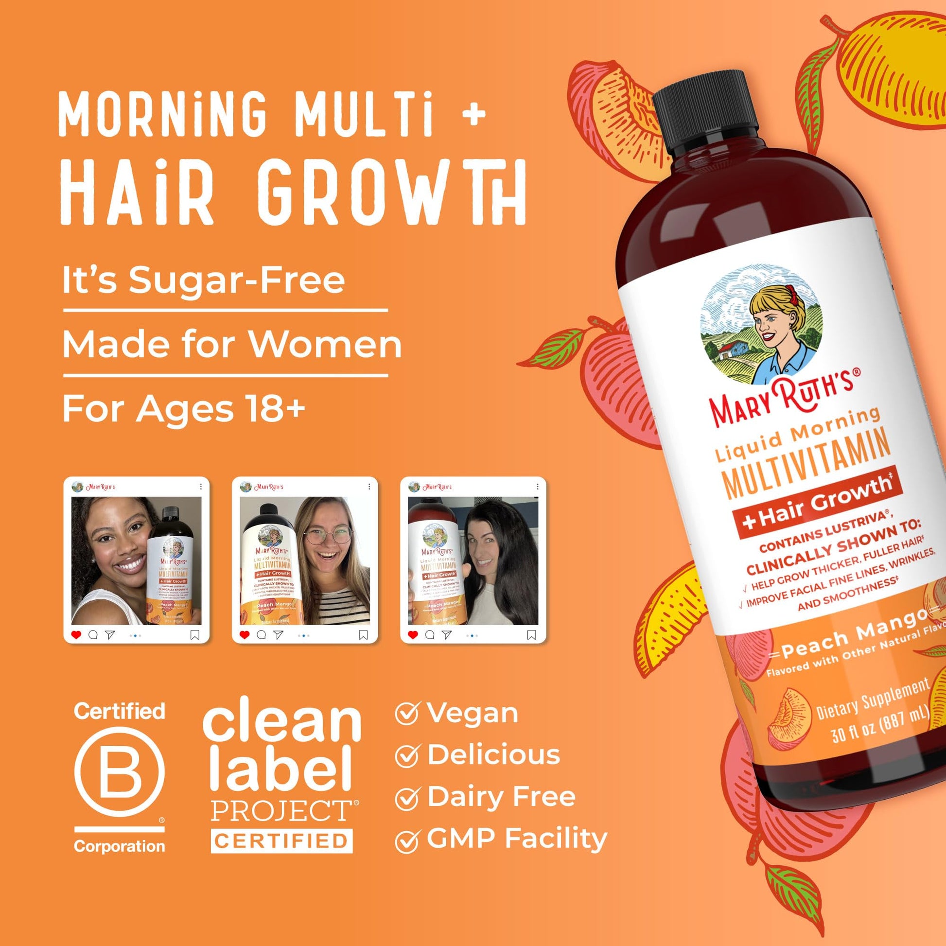 MaryRuth's Liquid Multivitamin+Hair Growth | Clinically Tested for Thicker Hair & Facial Wrinkles in Women | Biotin 10000mcg | Lustriva Hair Growth Supplement | MaryRuth Organics buy supplements canada