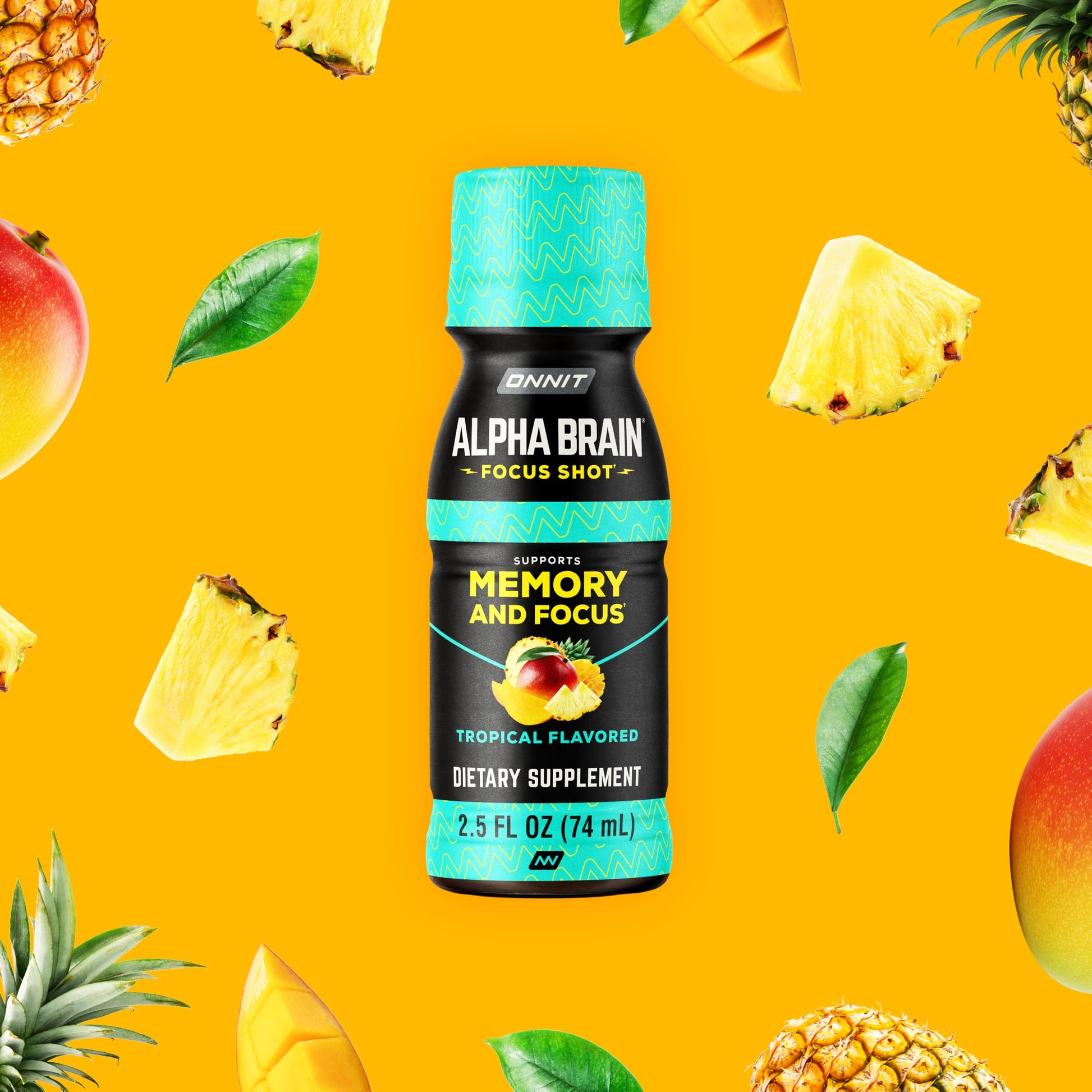 ONNIT Alpha Brain Focus Shot, Tropical Flavor, Nootropic Dietary Supplement Drink That Supports Energy, Focus, and Mood, IGEN™ Non-GMO Tested, 2.5 fl oz, 6 Count ONNIT buy supplements canada
