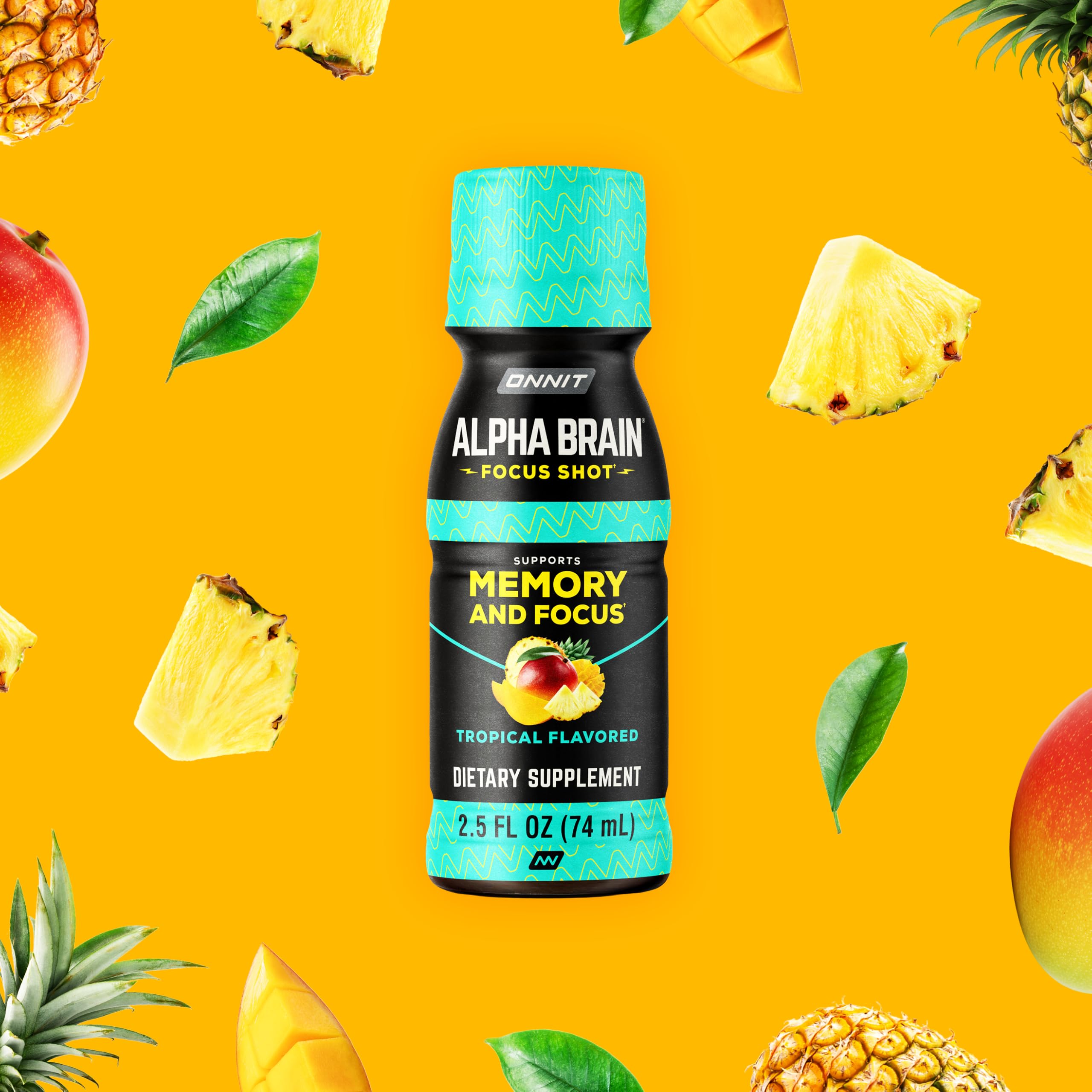 ONNIT Alpha Brain Focus Shot, Tropical Flavor, Nootropic Dietary Supplement Drink That Supports Energy, Focus, and Mood, IGEN™ Non-GMO Tested, 2.5 fl oz, 6 Count ONNIT buy supplements canada