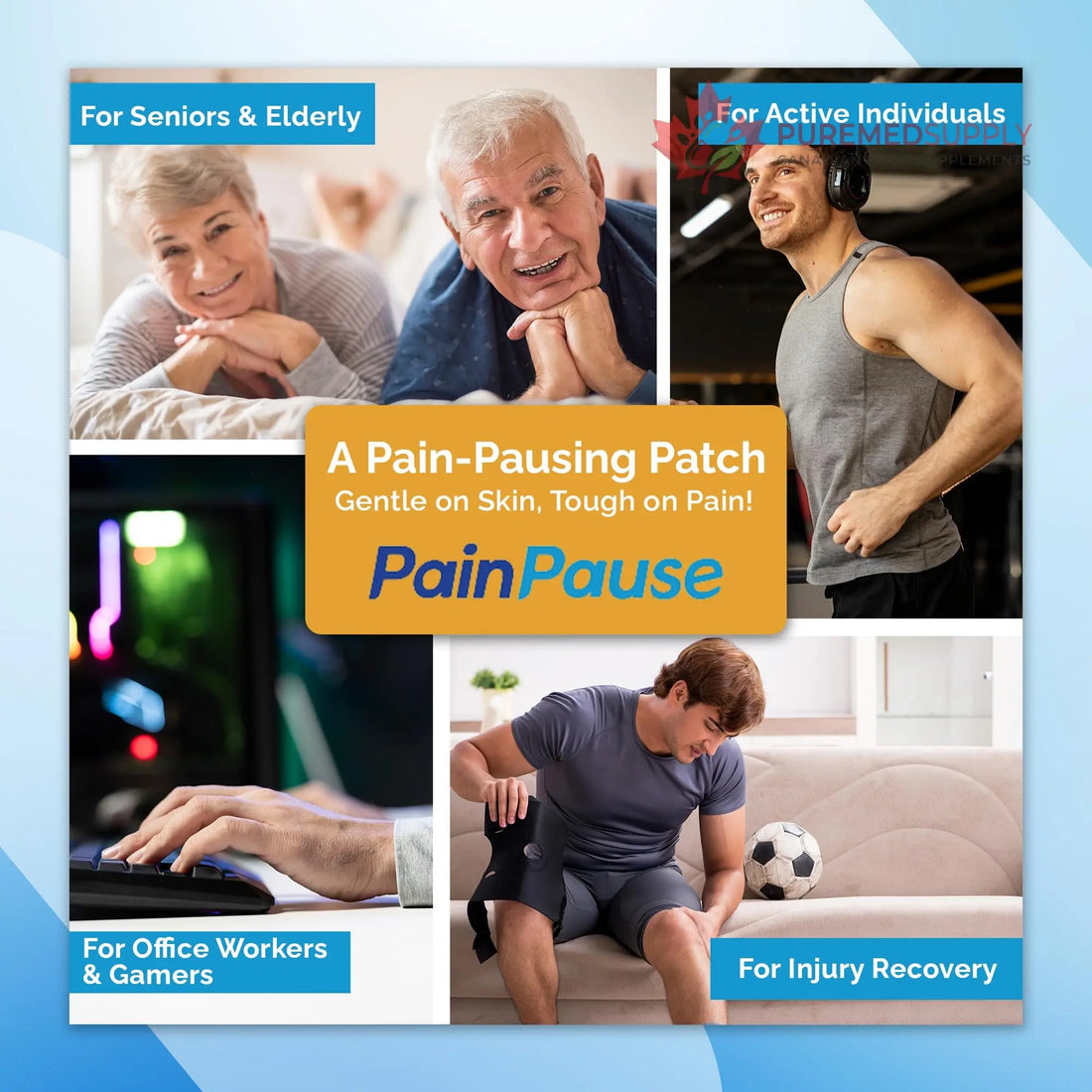 PainPause Long Lasting Pain Relief - Back, Hip, Knee, Neck, Plantar Fasciitis, and Others - Relief for Up to 7 Days, Clinically Tested, 4 Devices in 2 Pouches PainPause buy supplements canada