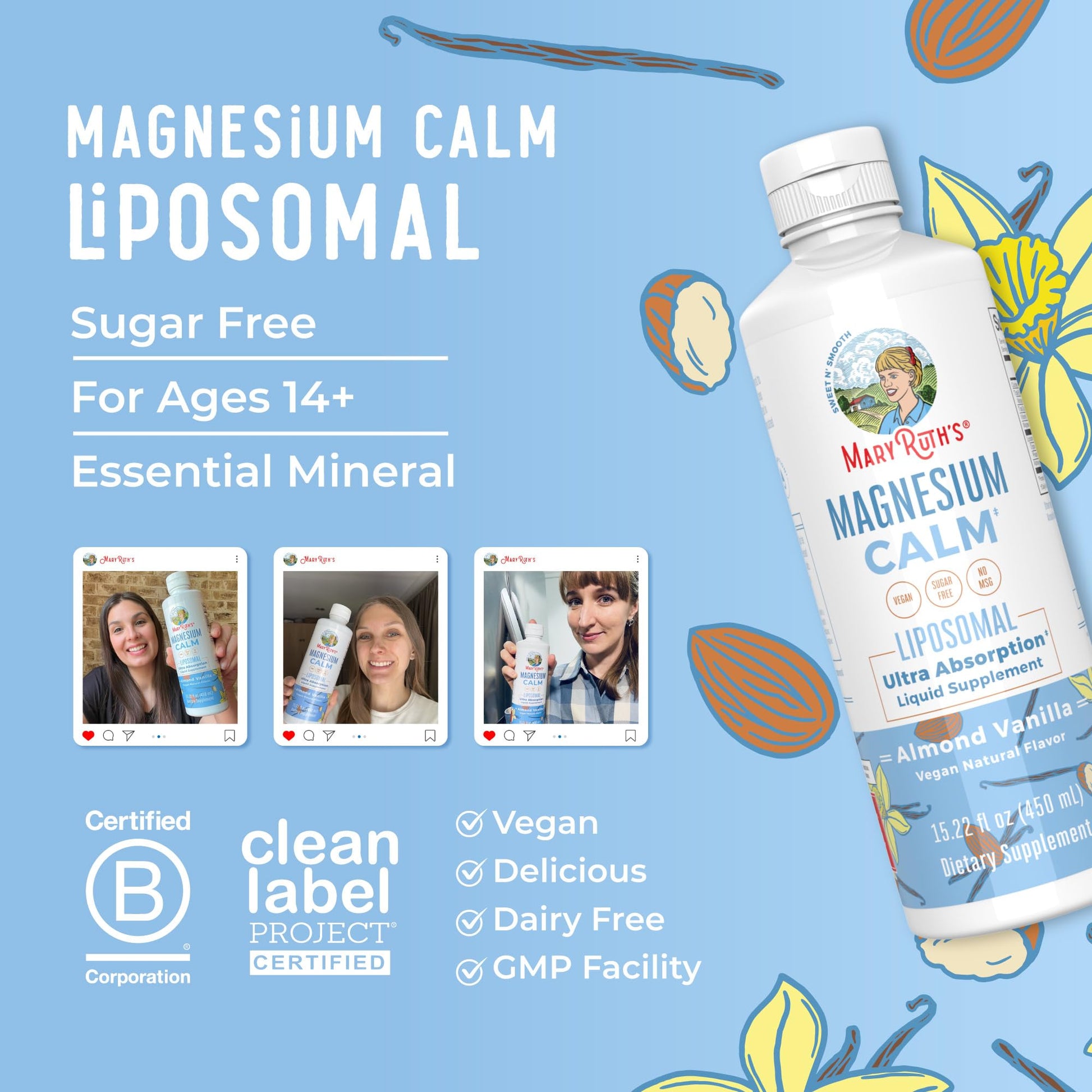 MaryRuth Organics Magnesium Liposomal| Magnesium Supplement | Magnesium Bisglycinate | Muscle & Bone Support | Mood Support Vitamin | Vegan | Non-GMO | Gluten Free | 15.22 Fl Oz | 30 Servings MARYRUTH'S buy supplements canada