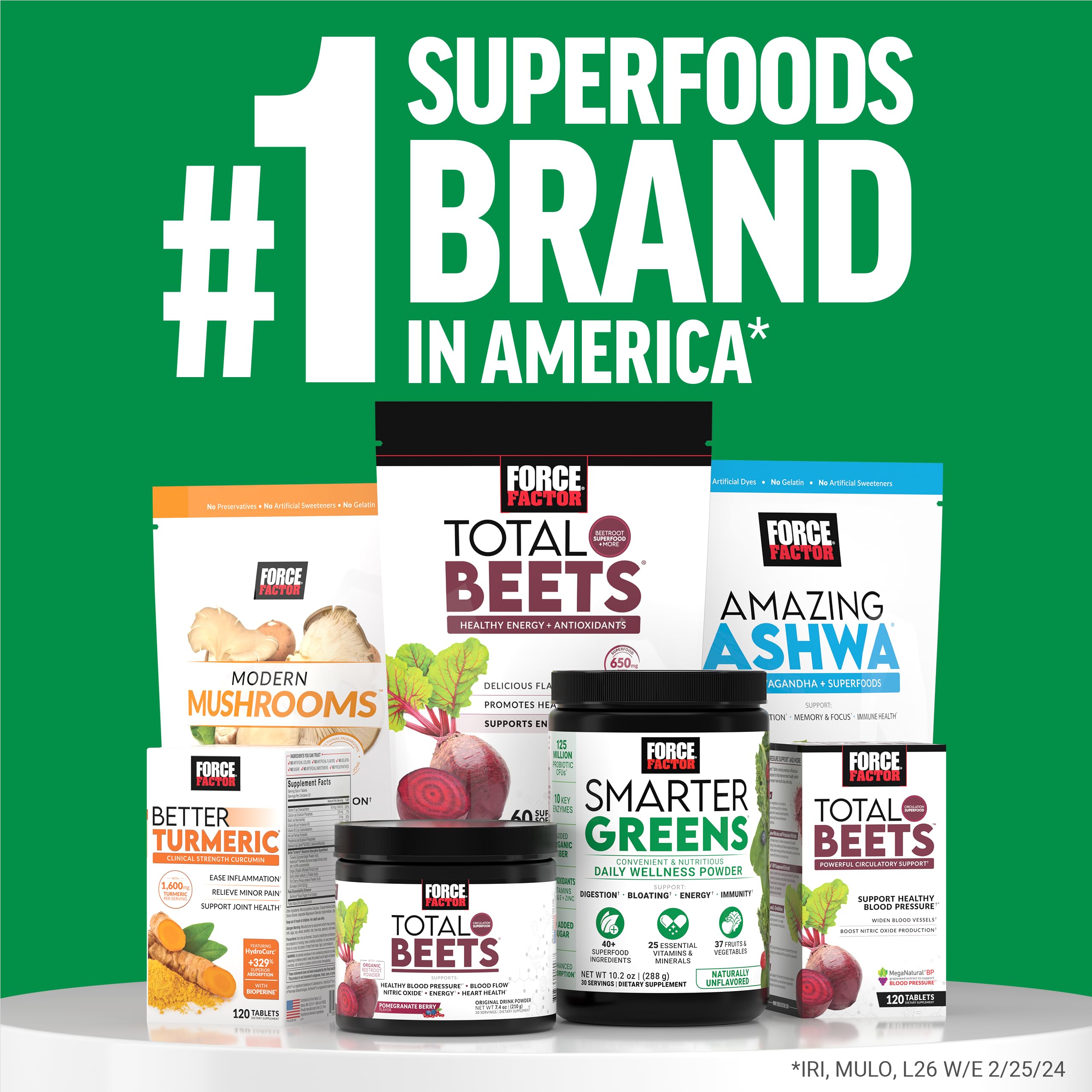 Force Factor Smarter Greens Daily Wellness Powder 2-Pack to Support Energy, Immunity & Digestion, Superfood Greens Powder with Vitamins, Minerals & Probiotics, Unflavored, 60 Servings Force Factor buy supplements canada