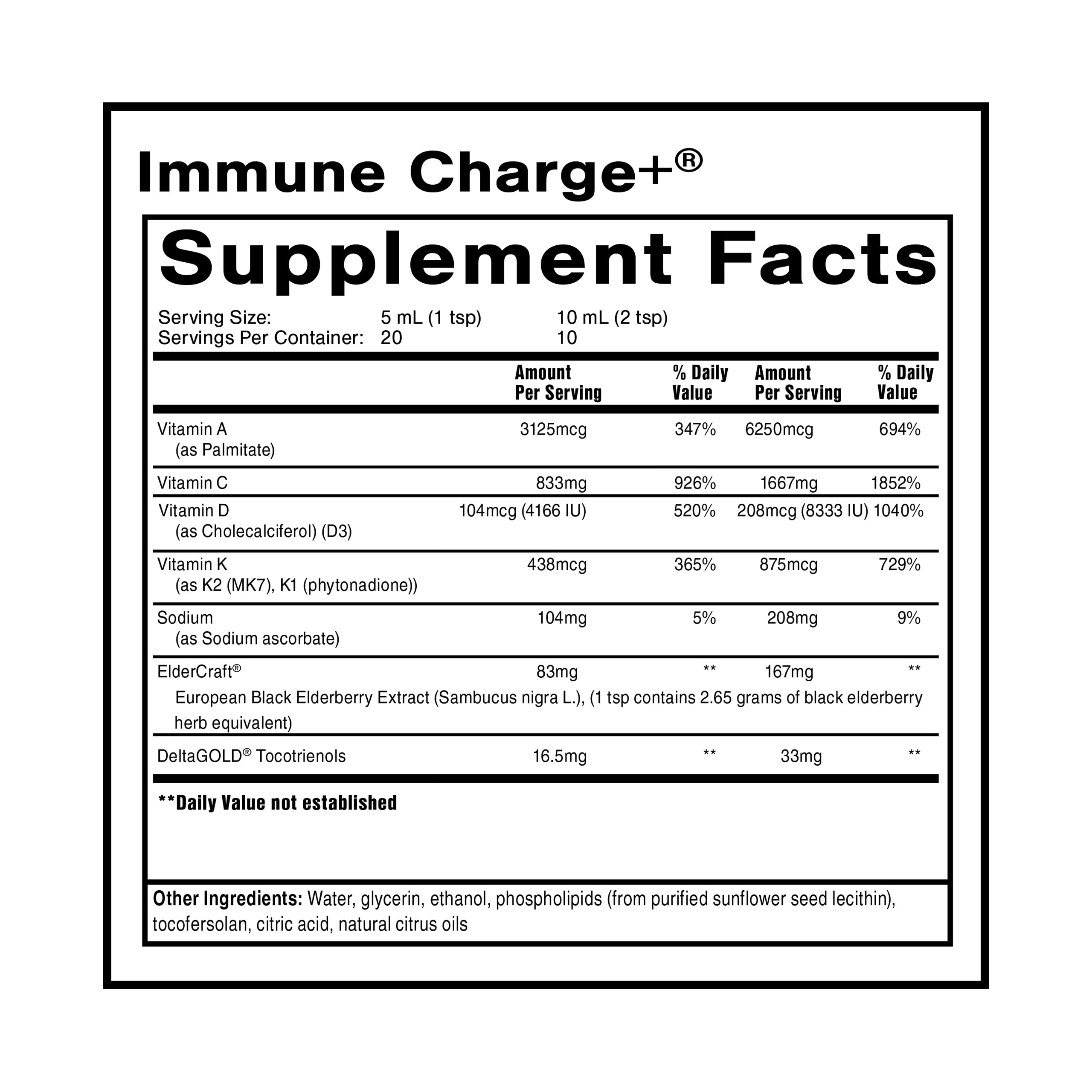 Quicksilver Scientific Immune Charge+ - Elderberry with 10,000 IU Vitamin D3, 25,000 Vitamin A, C, E, K1 & K2 for Immune Health & Lung Support (100ml) Quicksilver Scientific buy supplements canada