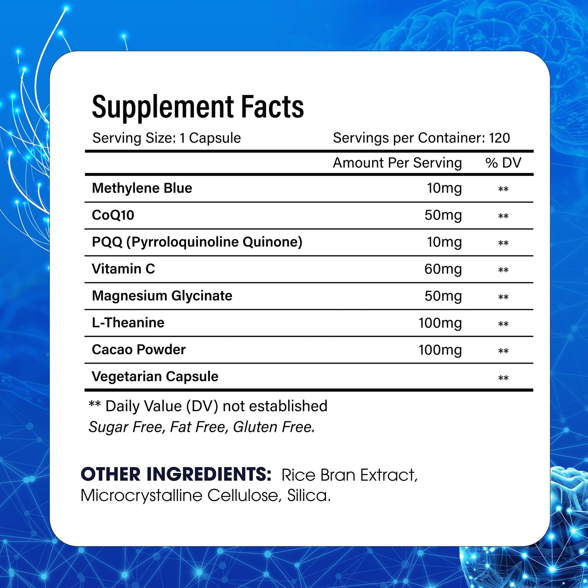 FitVitality Methylene Blue Capsules – Formulate CoQ10, PQQ, Vitamin C, L-Theanine, Cacao – 120 Vegan Capsules per Bottle – No Flavor, Easy Daily Use FitVitality buy supplements canada