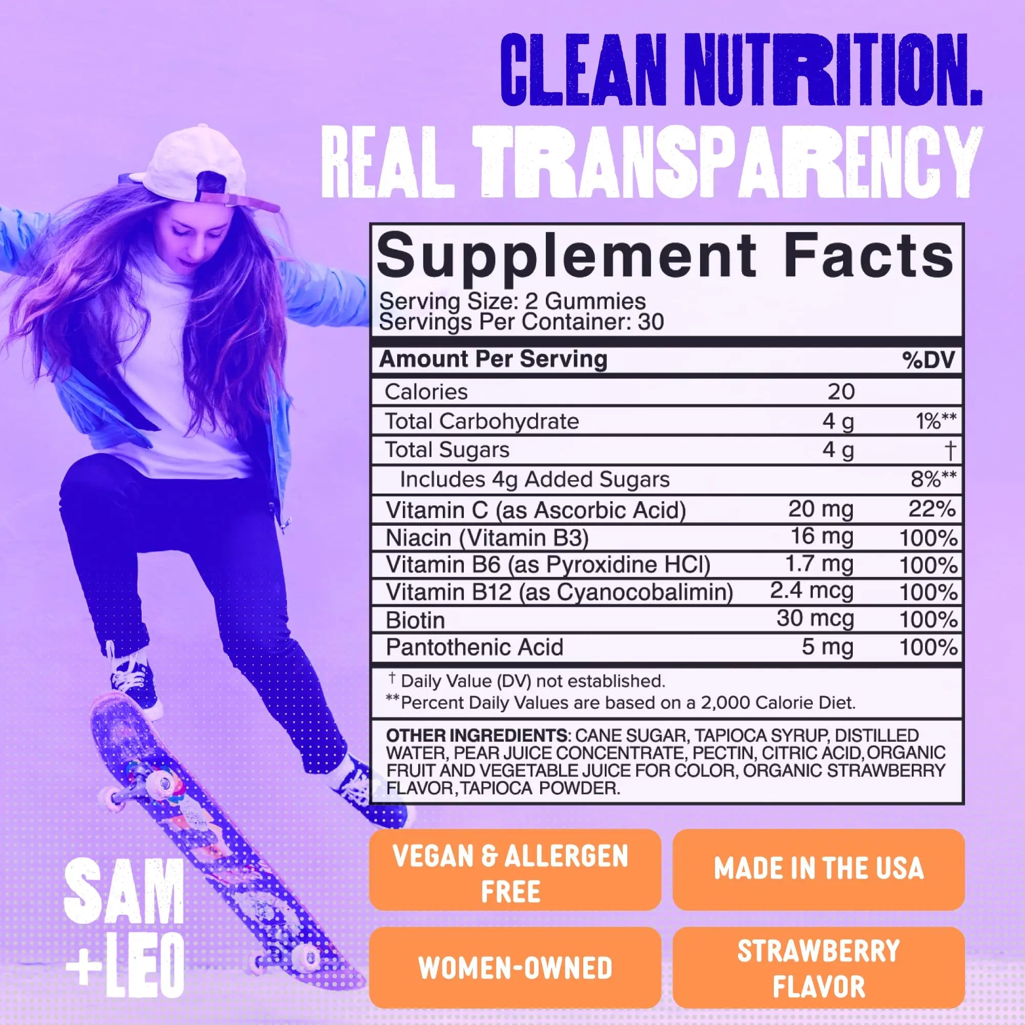 SAM+LEO Vitamin B Complex Gummies with Biotin for Kids & Teens - Caffeine-Free Focus & Energy Support Supplement Gummies | SAM+LEO buy supplements canada