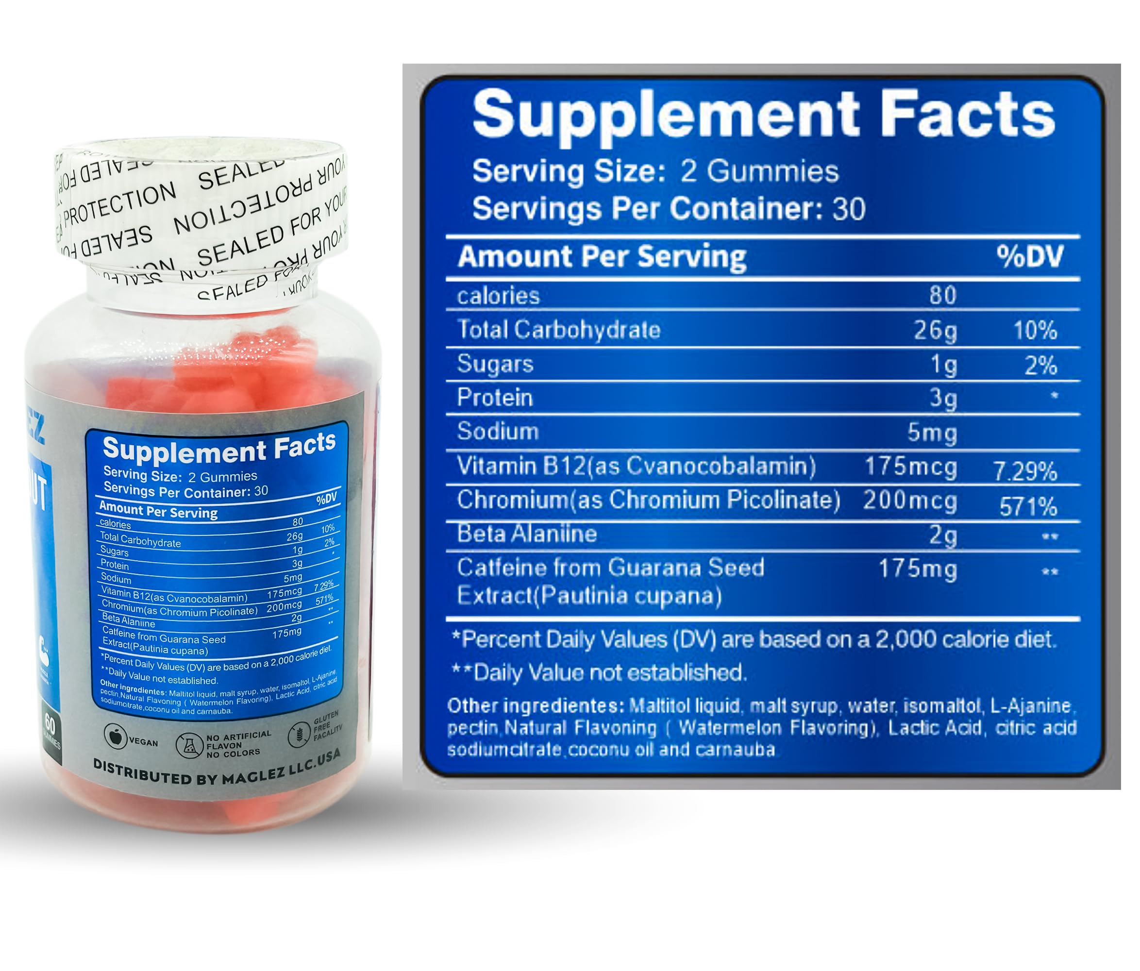 Maglez, Pre Workout Gummies for Men & Women, PreWorkout Gummy with Beta Alanine MAGLEZ buy supplements canada