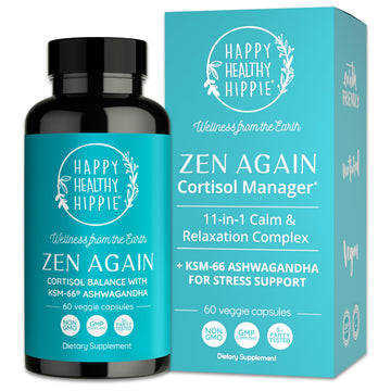 Zen Again Cortisol Manager with Ashwagandha KSM-66® | Cortisol Supplements for Women | 11-in-1 Complex | Natural Stress Support Supplement with L-Theanine, Rhodiola & Magnesium | Vegan, 60 Ct Happy Healthy Hippie buy supplements canada