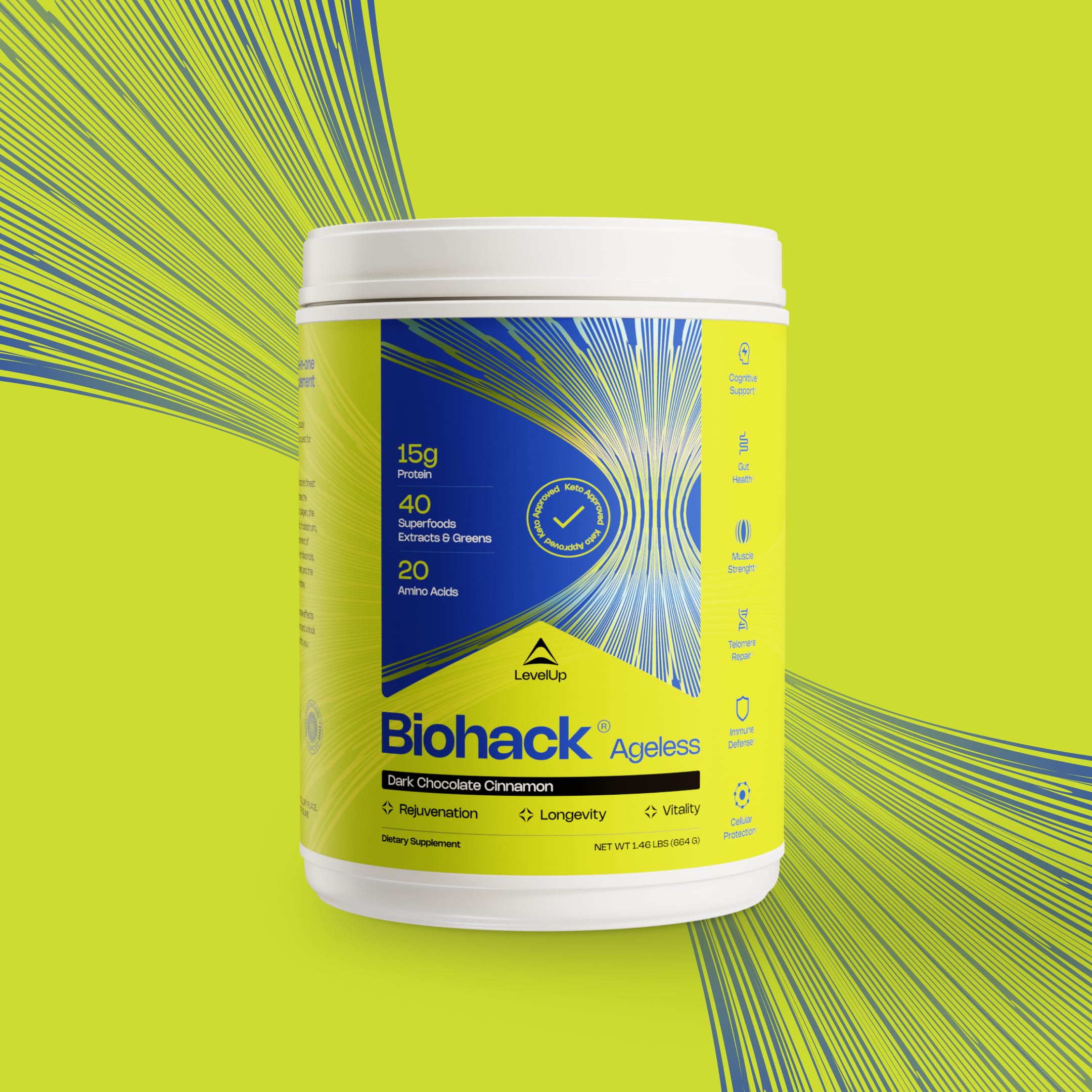 LevelUp Biohack Ageless: Colostrum Collagen Superfoods Antioxidants Spermidine Amino Acids Creatine for Women and Men, Total Body Rejuvenation (Dark Chocolate Cinnamon) LevelUp buy supplements canada