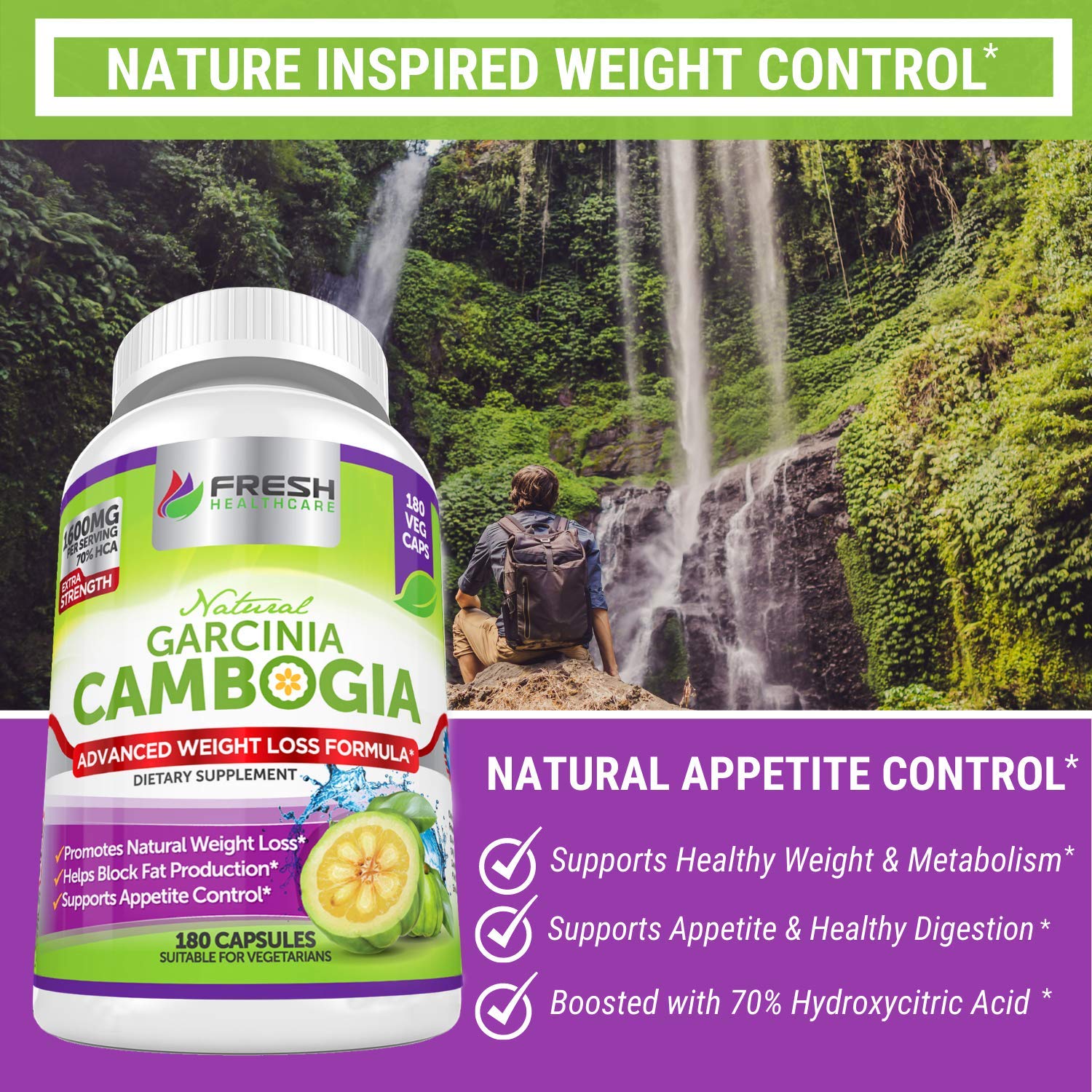 Fresh Healthcare 100% Pure Garcinia Cambogia Extract - All Natural Appetite Suppressant FRESH HEALTHCARE buy supplements canada