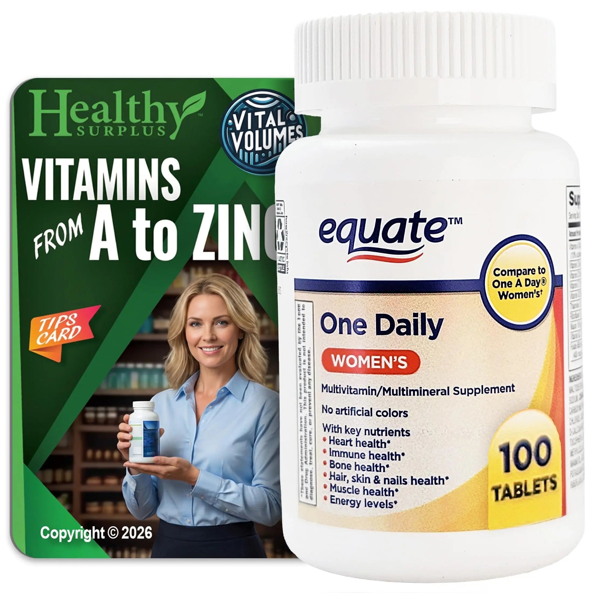 Healthy Surplus Equate One Daily Women's Multivitamin/Multimineral Supplement 100 Tablets and Vital Volumes Vitams Healthy Surplus buy supplements canada