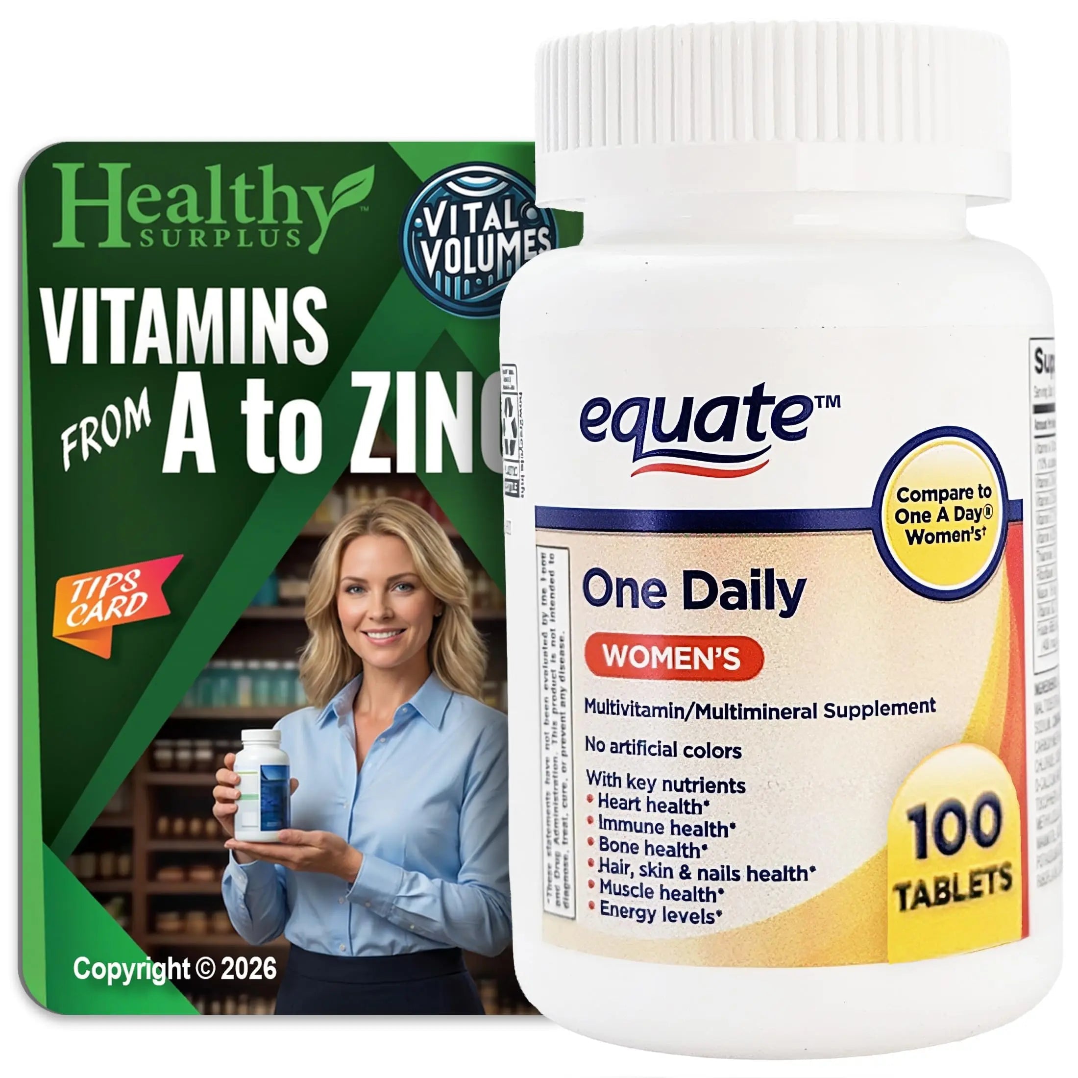 Healthy Surplus Equate One Daily Women's Multivitamin/Multimineral Supplement 100 Tablets and Vital Volumes Vitams Healthy Surplus buy supplements canada