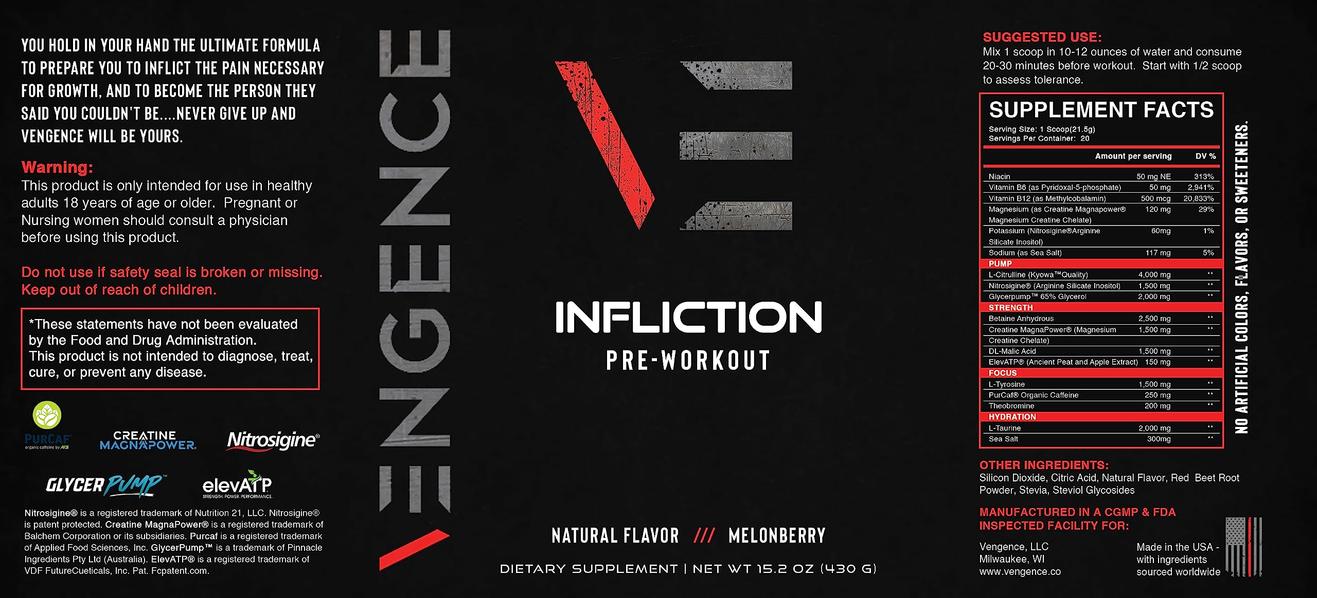 Vengence Infliction Pre-Workout Powder for Men & Women - Energy, Focus & Massive Vengence buy supplements canada