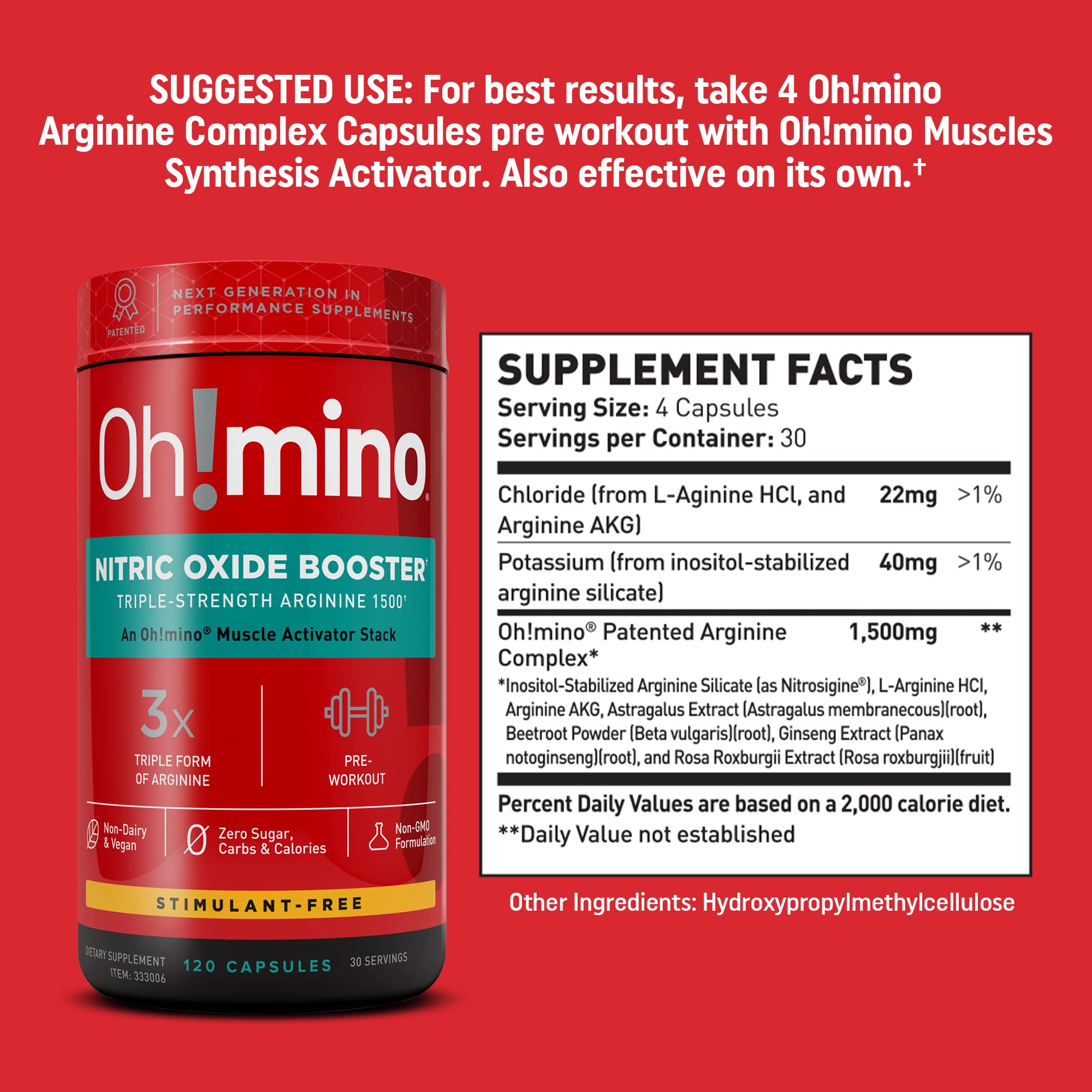 Oh!mino Nitric Oxide Supplement Activator Booster, Triple Strength L-Arginine for Energy Oh!mino buy supplements canada