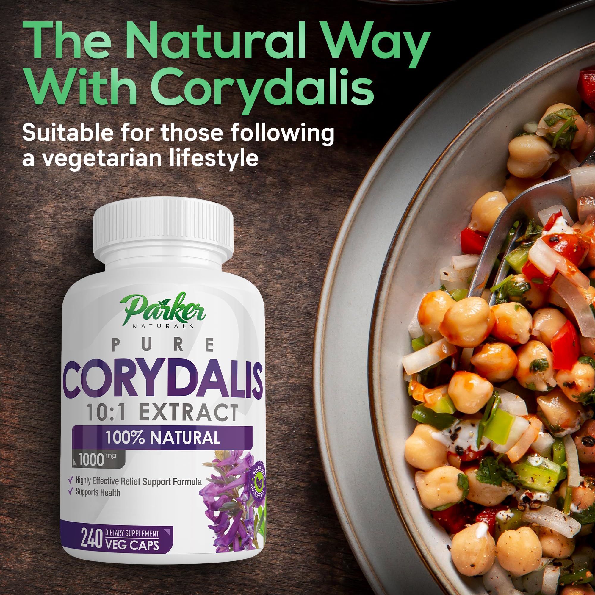 Parker Naturals Pure Corydalis Root Extract Capsule - 1000mg Strength, 10:1 Corydalis Yanhusuo Extract, Natural Relief, Long Lasting, 100% Vegetarian, 120 Servings, 240 Count Parker Naturals buy supplements canada