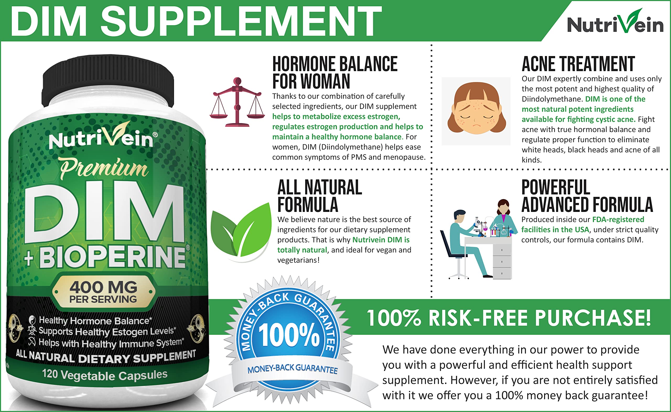 Nutrivein DIM Supplement 400mg Diindolylmethane Plus Bioperine - Maintain Hormone Nutrivein buy supplements canada