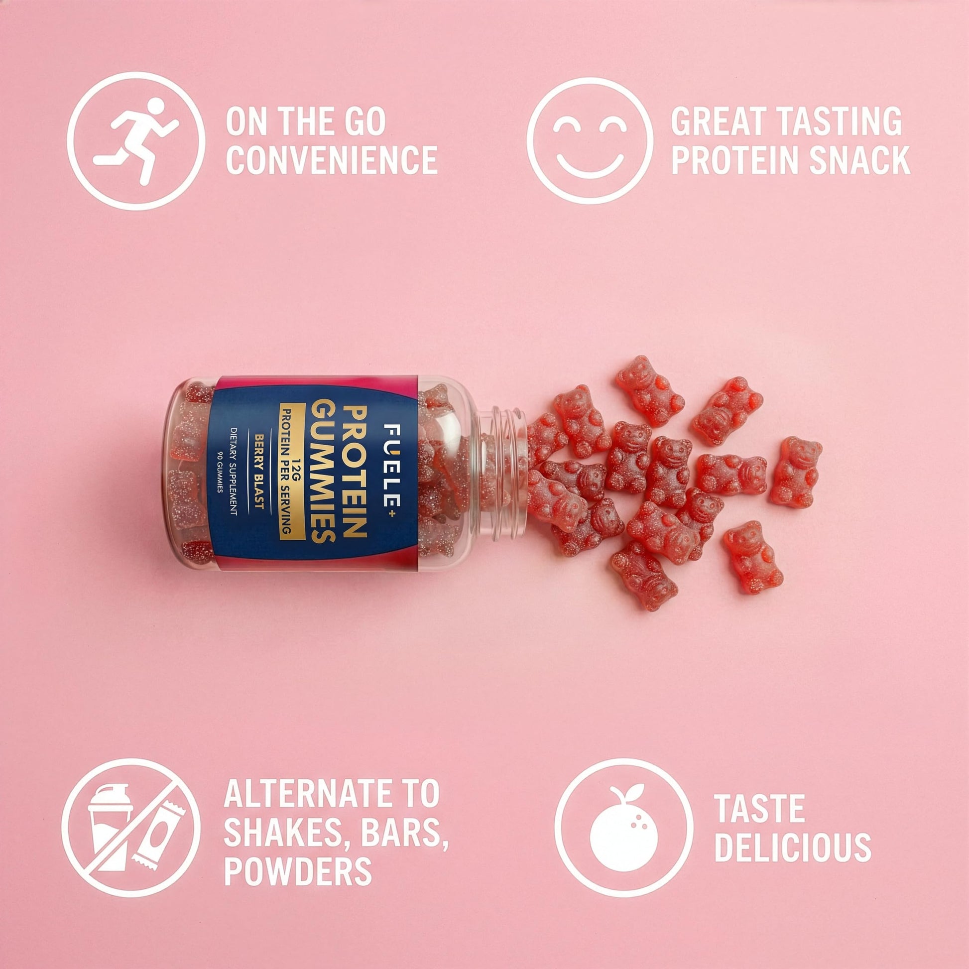 FUELE+ Protein Gummies – 12g High Protein Snack, Mixed Berry Flavor, No Added Sugar, Whey Protein Gummies, Supports Muscle Recovery, Post Workout Supplement FUELE+ buy supplements canada