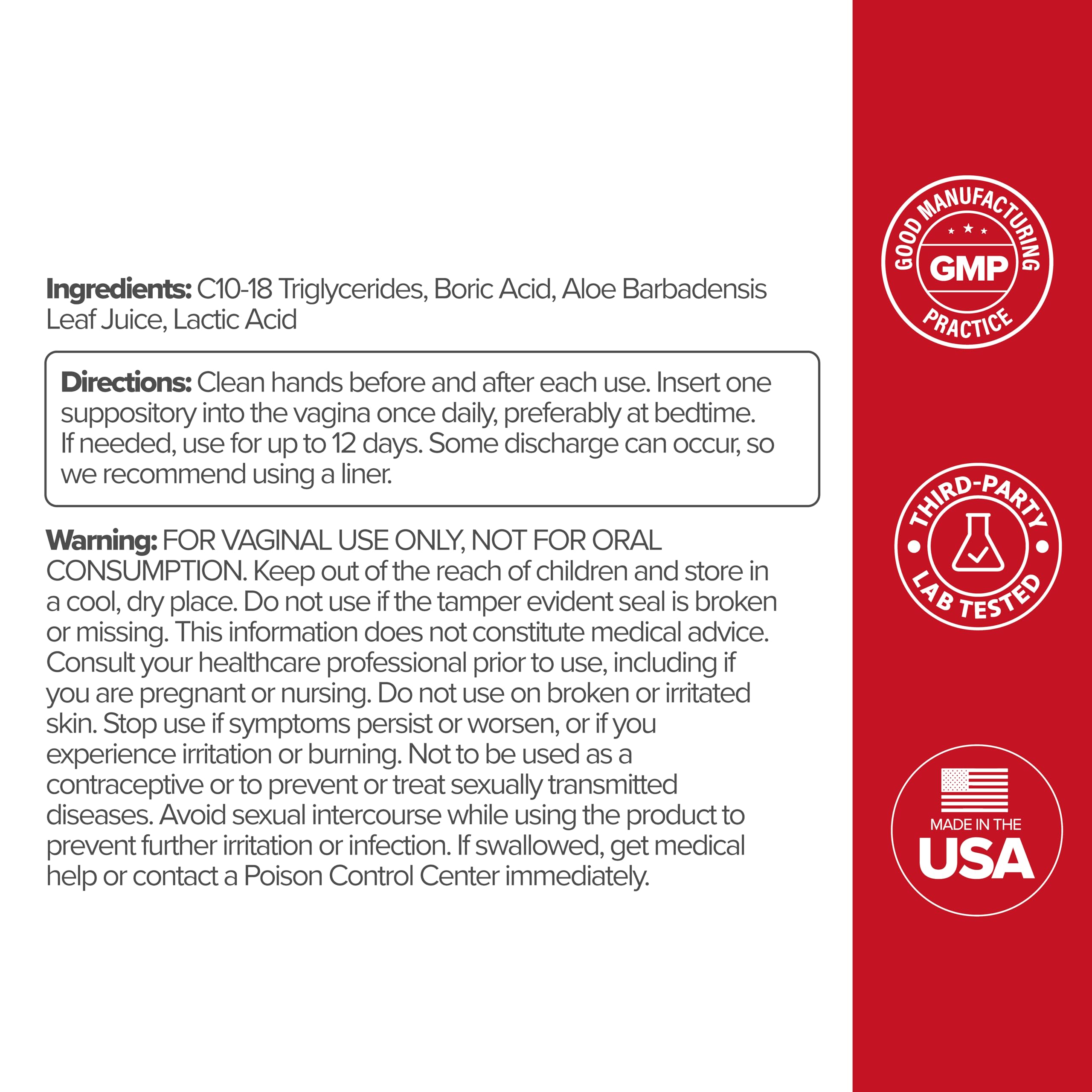 O Positiv URO Boric Acid Vaginal Suppository – with Lactic Acid, and Aloe for Fast Relief and Vaginal Odor Control – Vegan, Free from Parabens, Dyes, and Fragrances – 12 Count (Pack of 1) O Positiv buy supplements canada