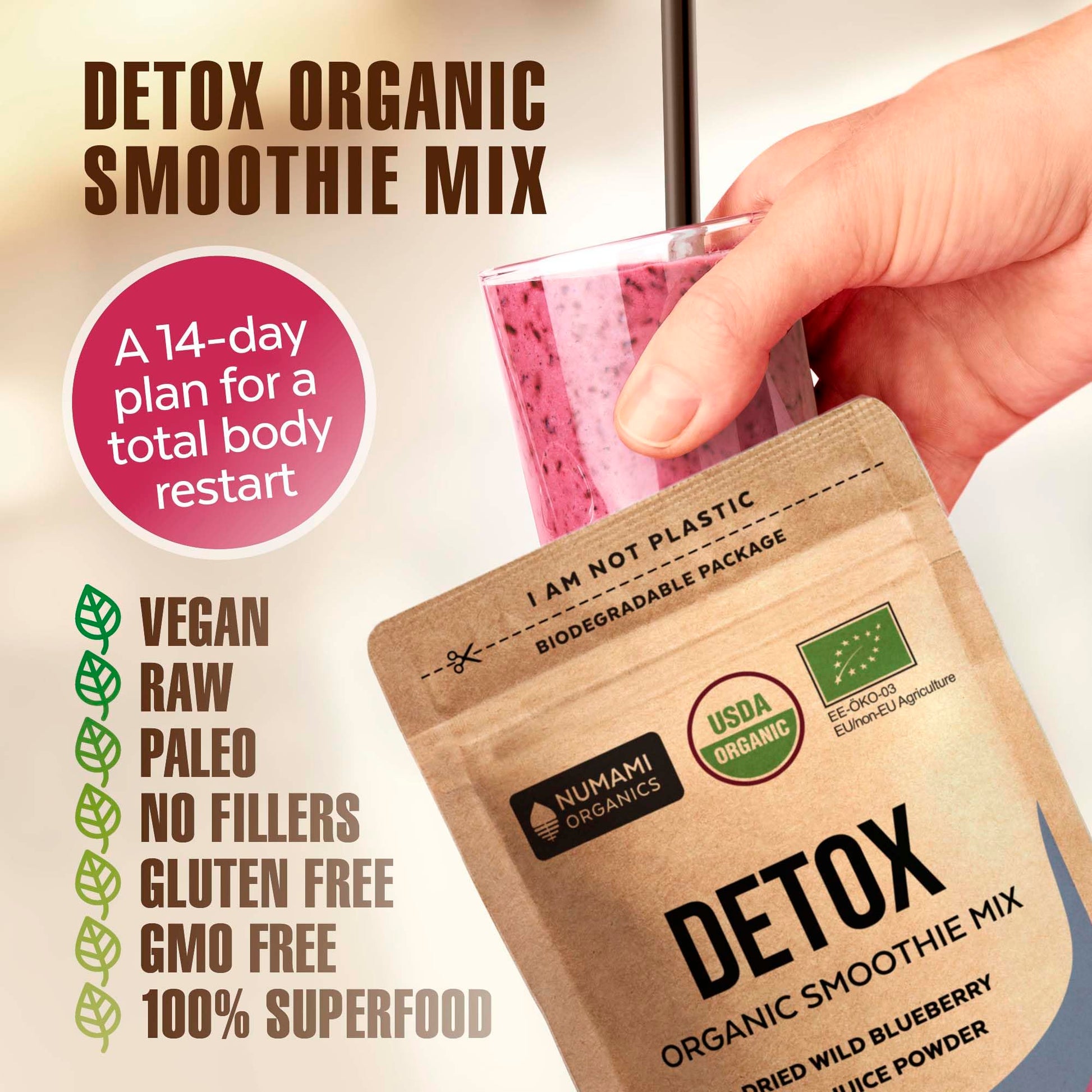 Numami Organic Detox Blueberry Smoothie Powder with Healthy Spirulina, Atlantic Dulse Numami buy supplements canada